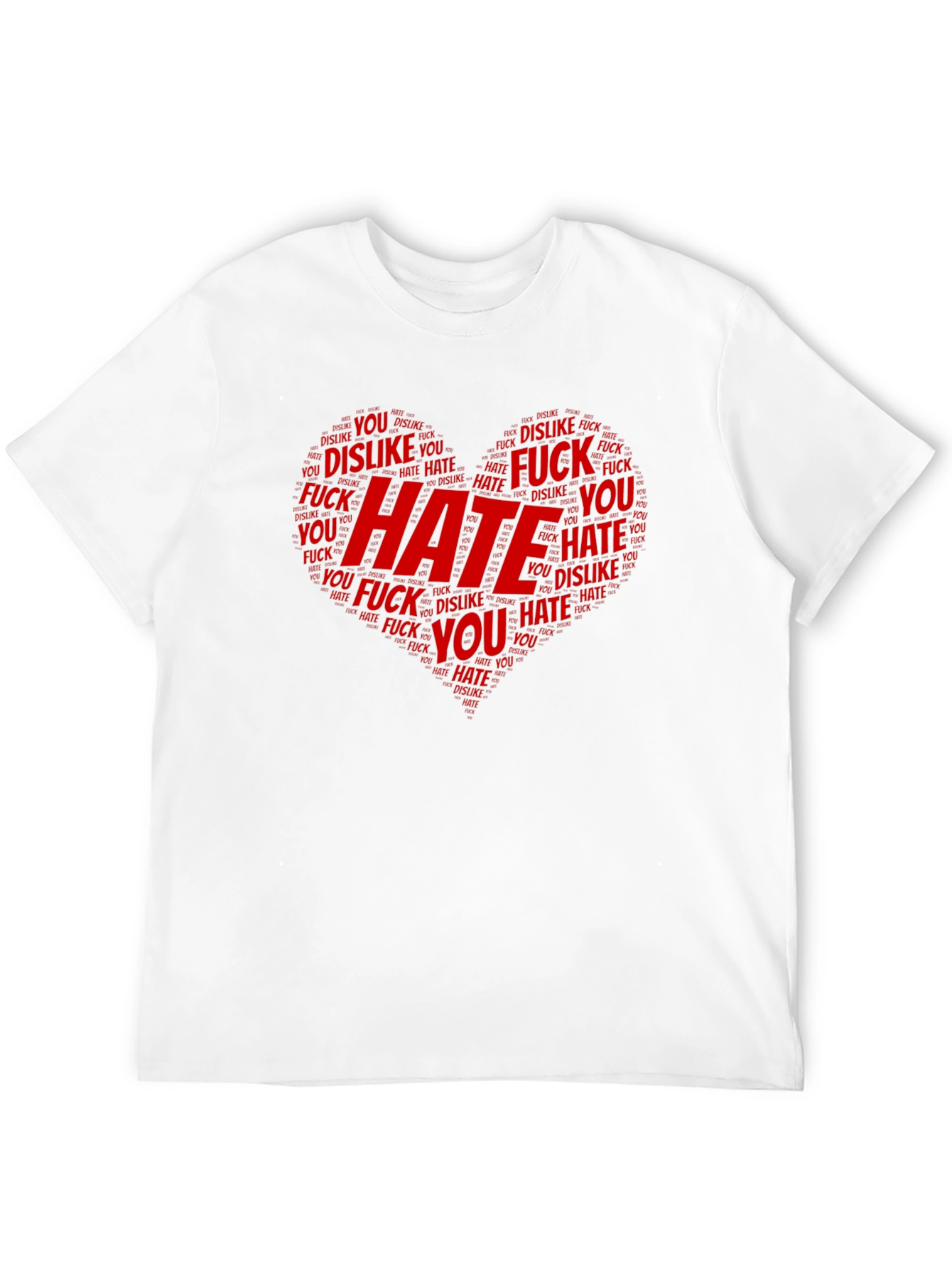 Hate Word Art Heart Graphic T-Shirt - Black