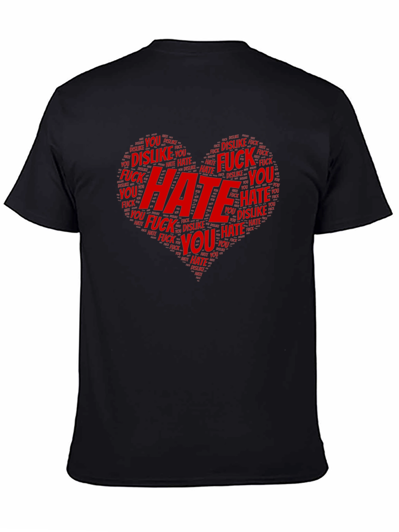 Hate Word Art Heart Graphic T-Shirt - Black