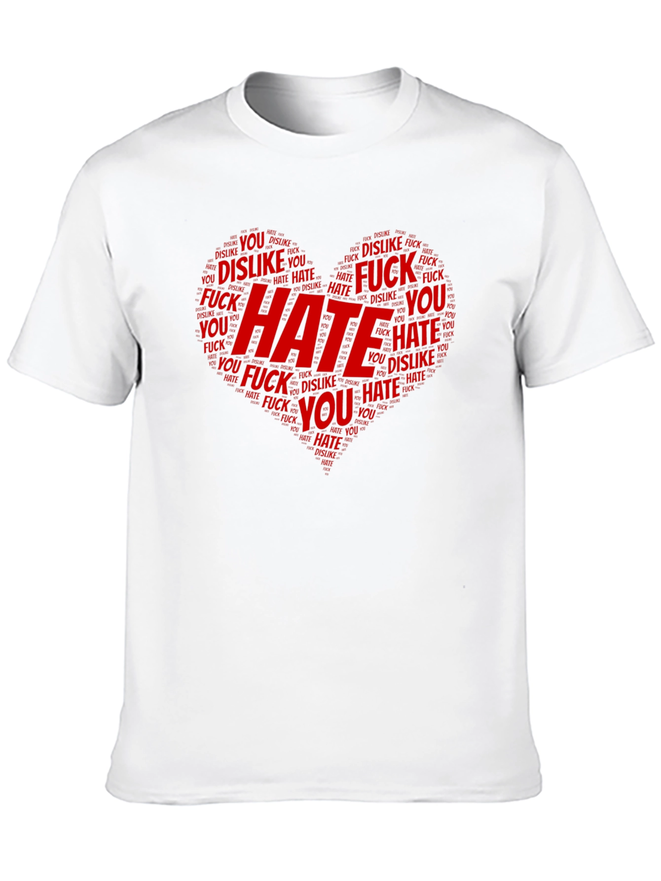 Hate Word Art Heart Graphic T-Shirt - Black
