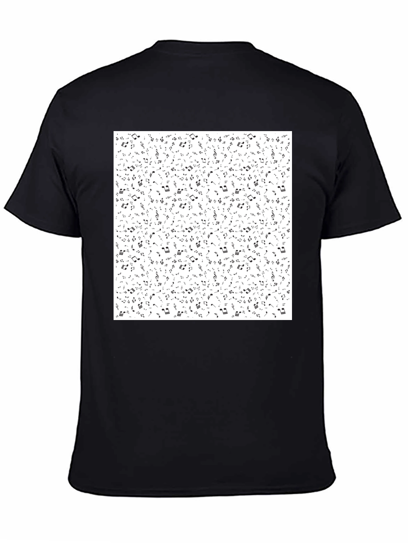 Musical Notes Print Black T-Shirt