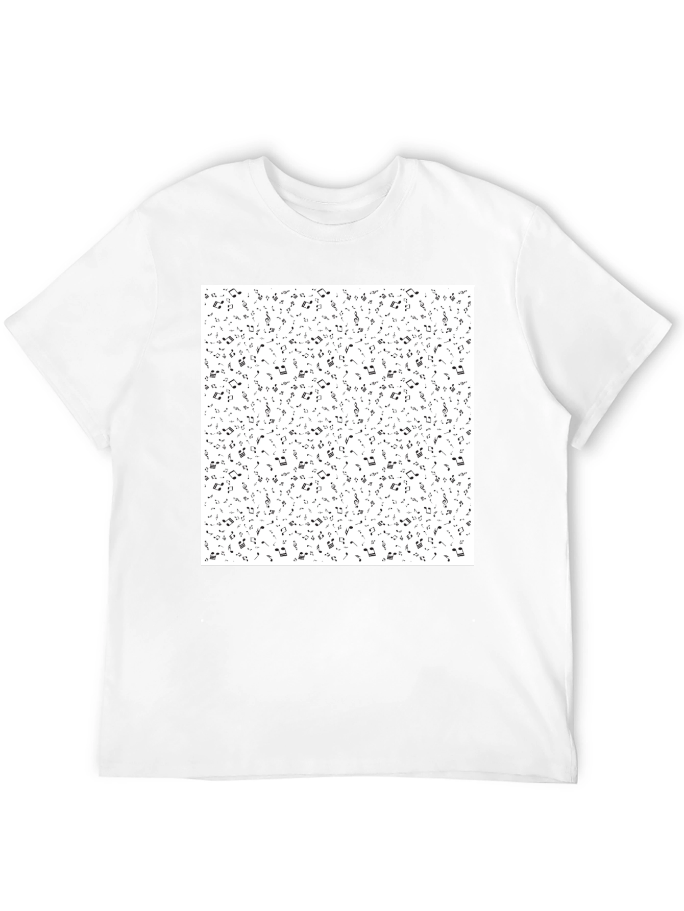 Musical Notes Print Black T-Shirt