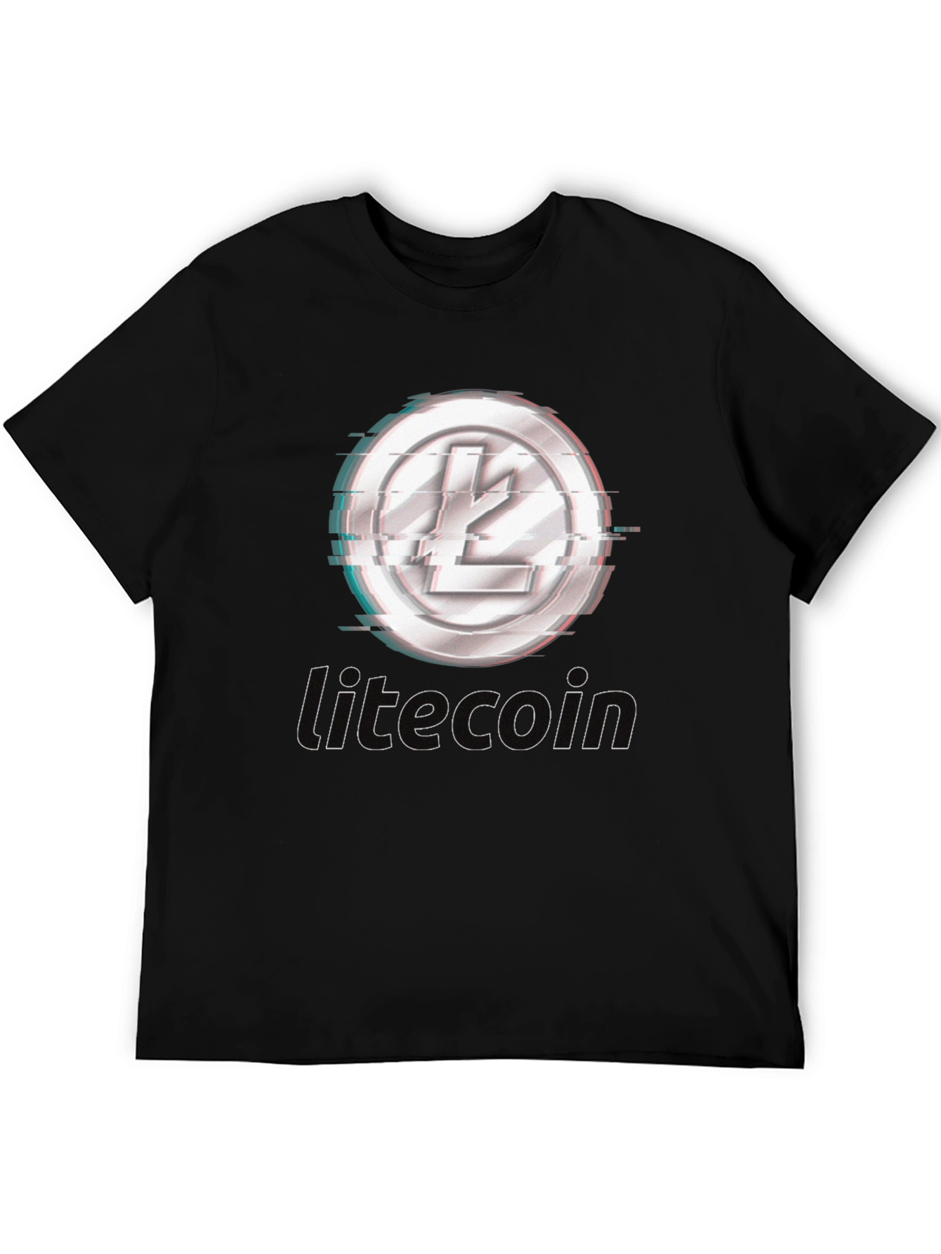 Litecoin Crypto T-Shirt - Distorted Digital Currency Design