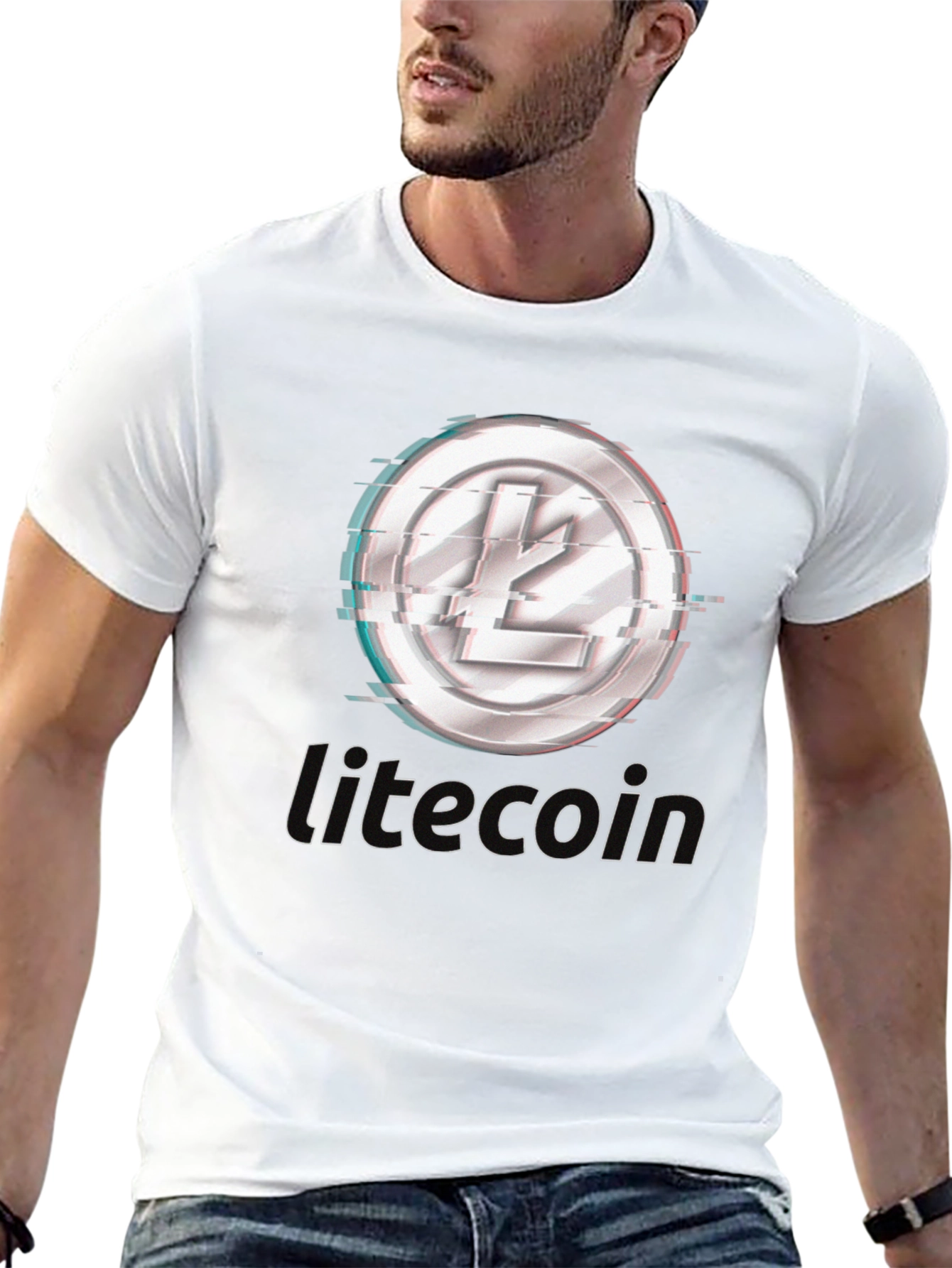 Litecoin Crypto T-Shirt - Distorted Digital Currency Design