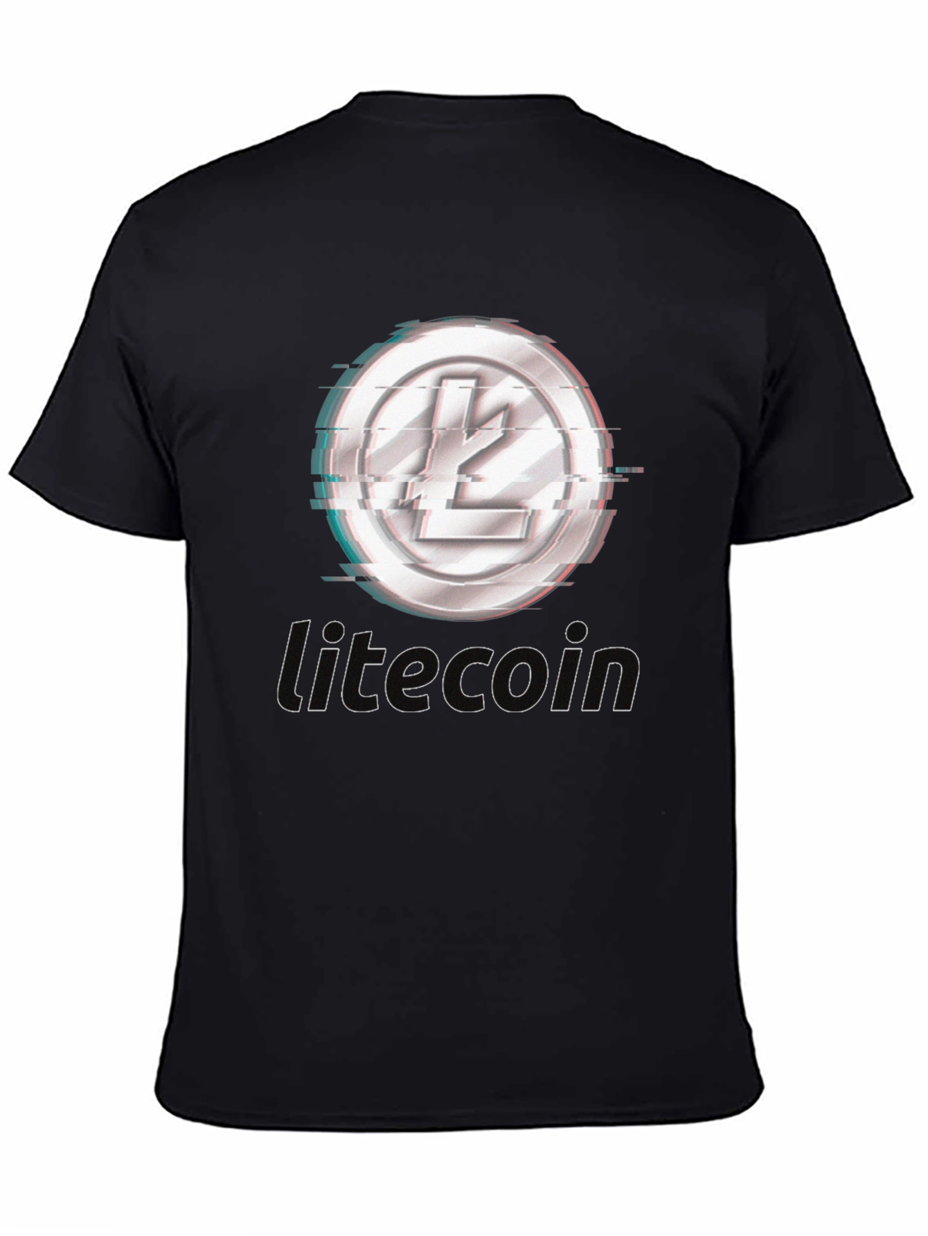 Litecoin Crypto T-Shirt - Distorted Digital Currency Design