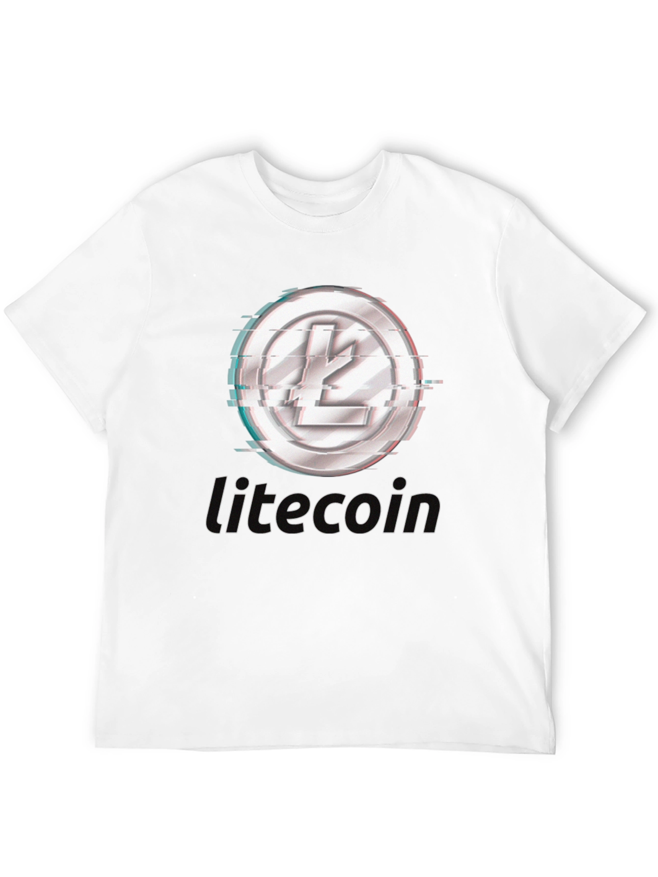 Litecoin Crypto T-Shirt - Distorted Digital Currency Design