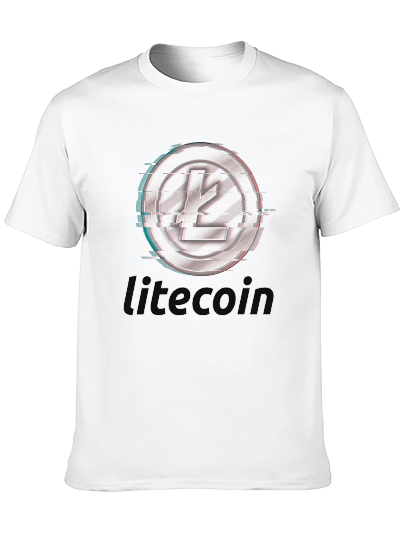 Litecoin Crypto T-Shirt - Distorted Digital Currency Design