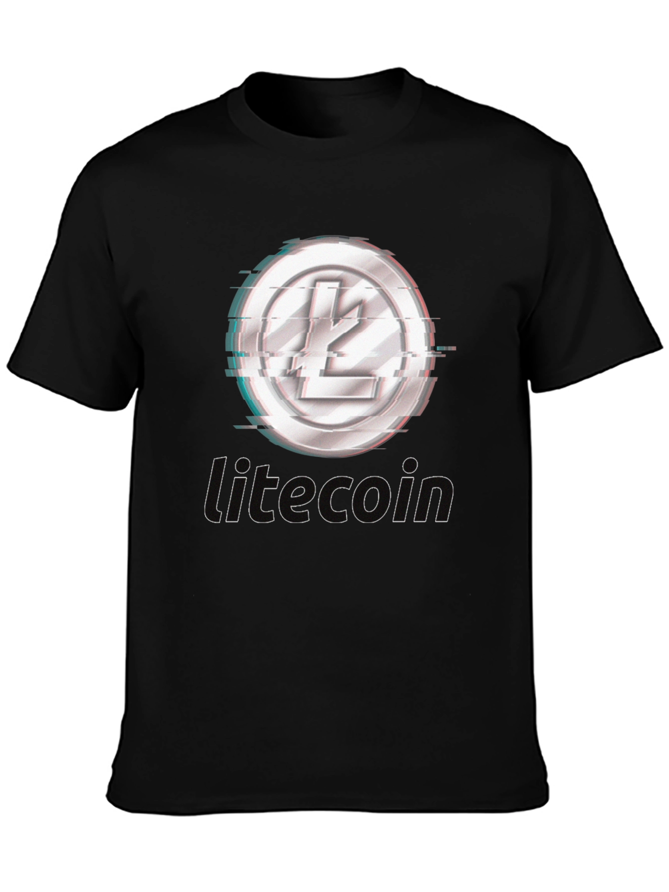 Litecoin Crypto T-Shirt - Distorted Digital Currency Design