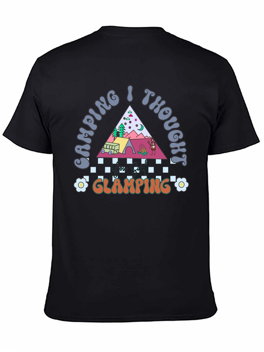 Camping I Thought Glamping Black Graphic T-Shirt