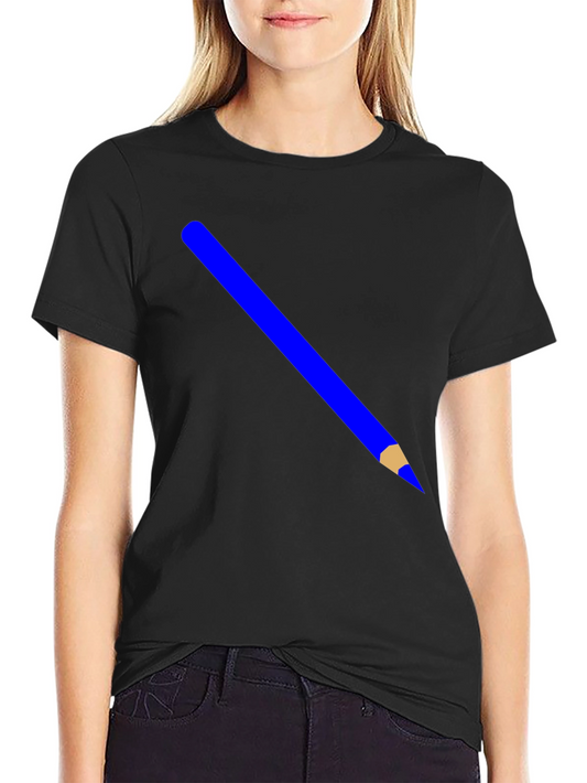 Mens Black Graphic Tee - Blue Pencil Design