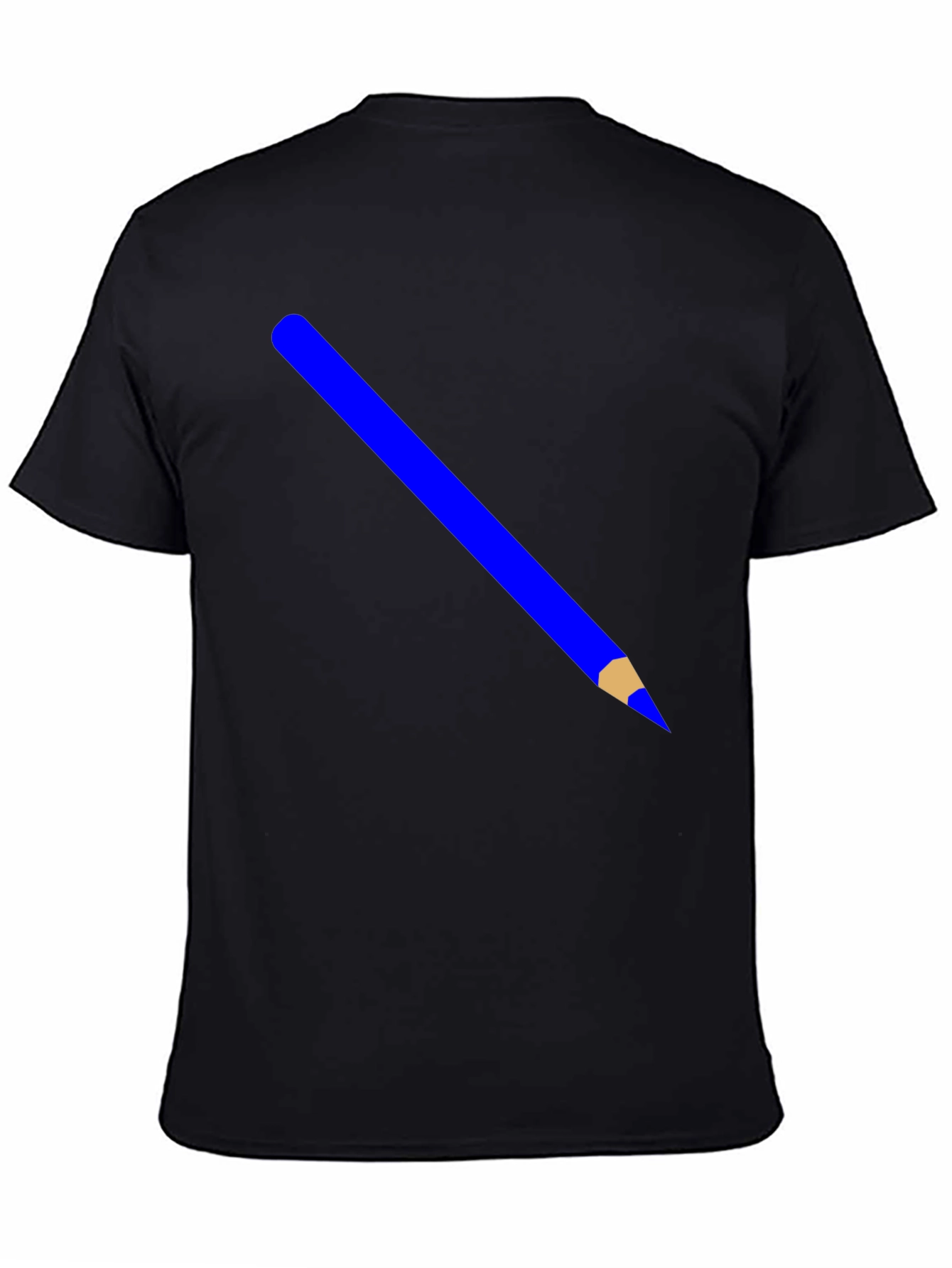 Mens Black Graphic Tee - Blue Pencil Design