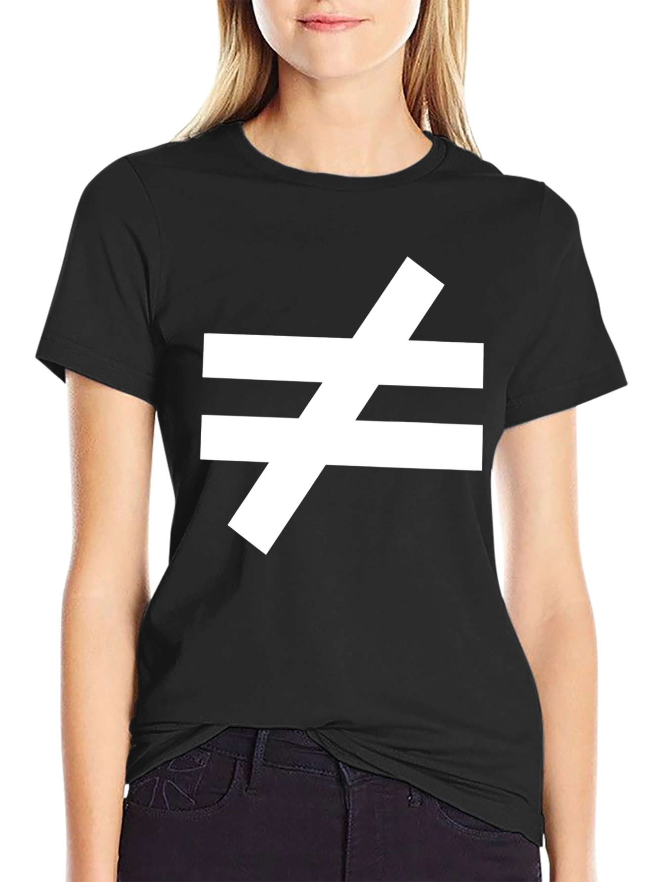 Unequal Sign Graphic Tee - Black Cotton Blend Shirt