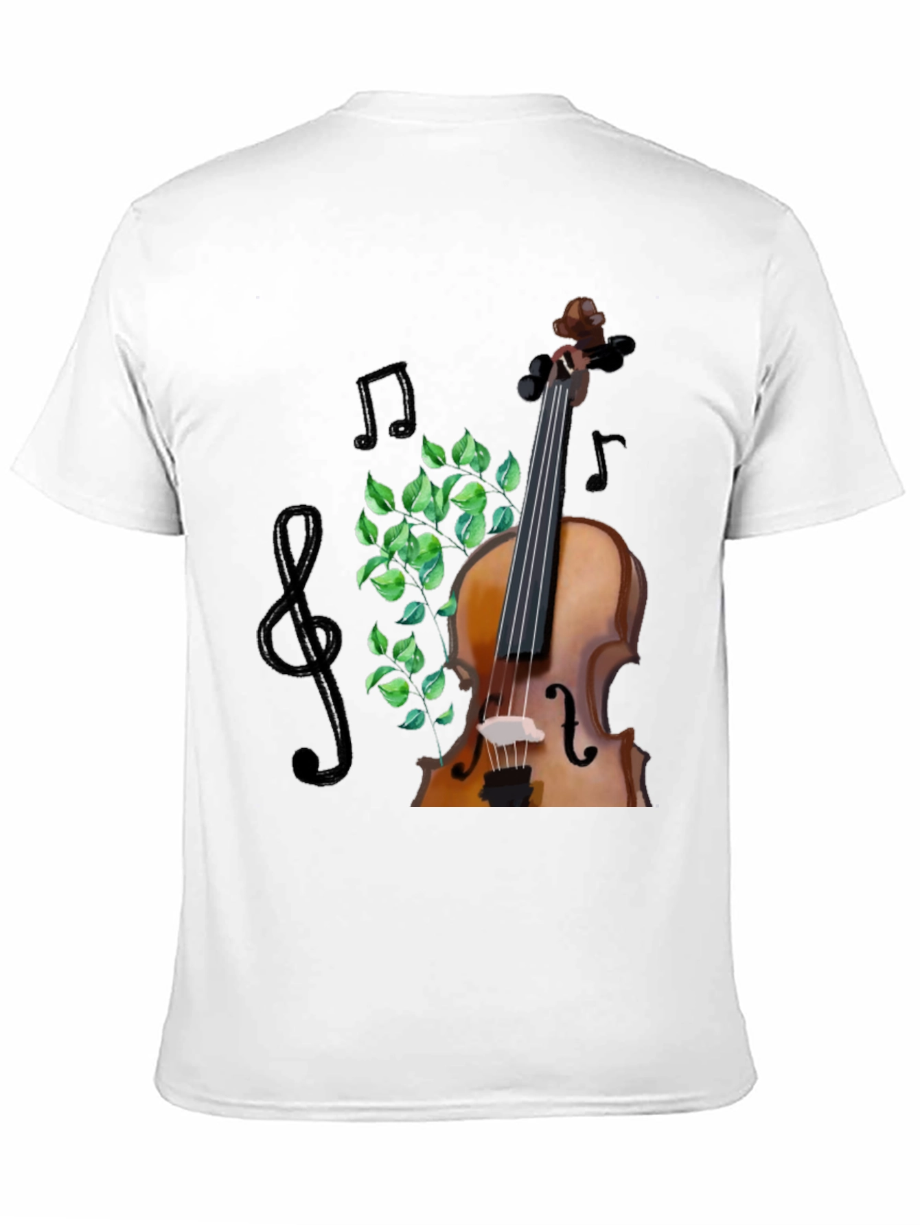 Musical T-Shirt: Violin Notes and Greenery Design