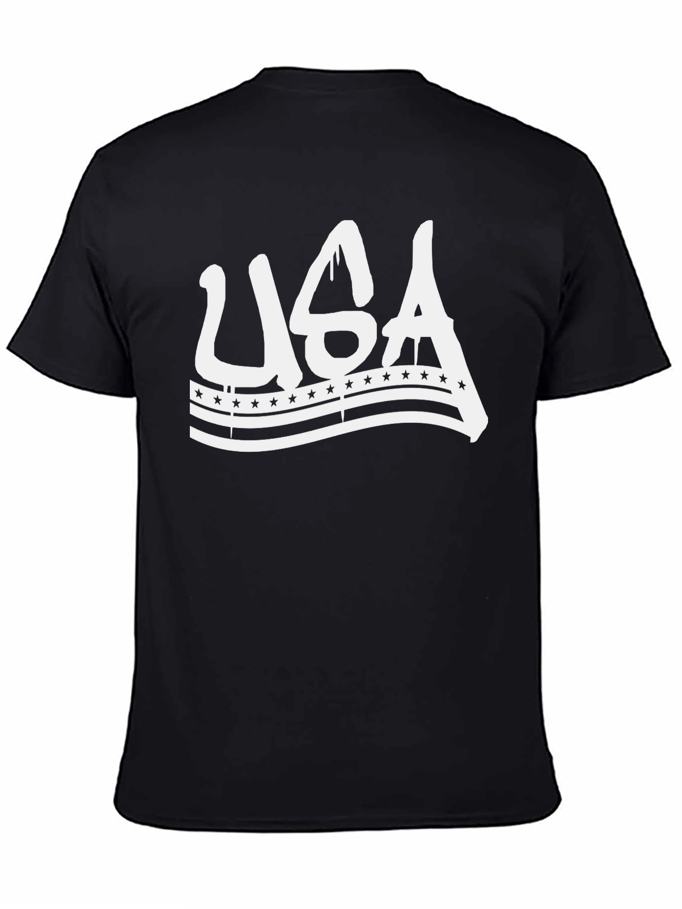 USA Graphic Print Black T-Shirt