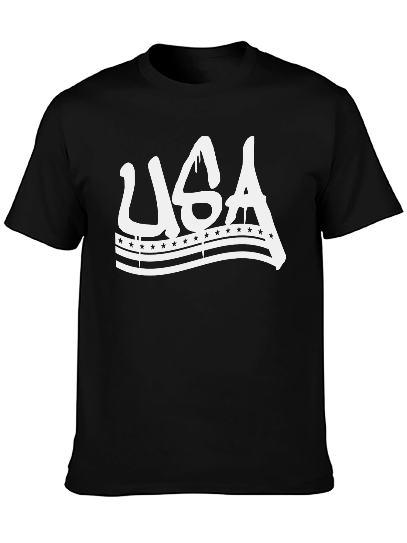 USA Graphic Print Black T-Shirt