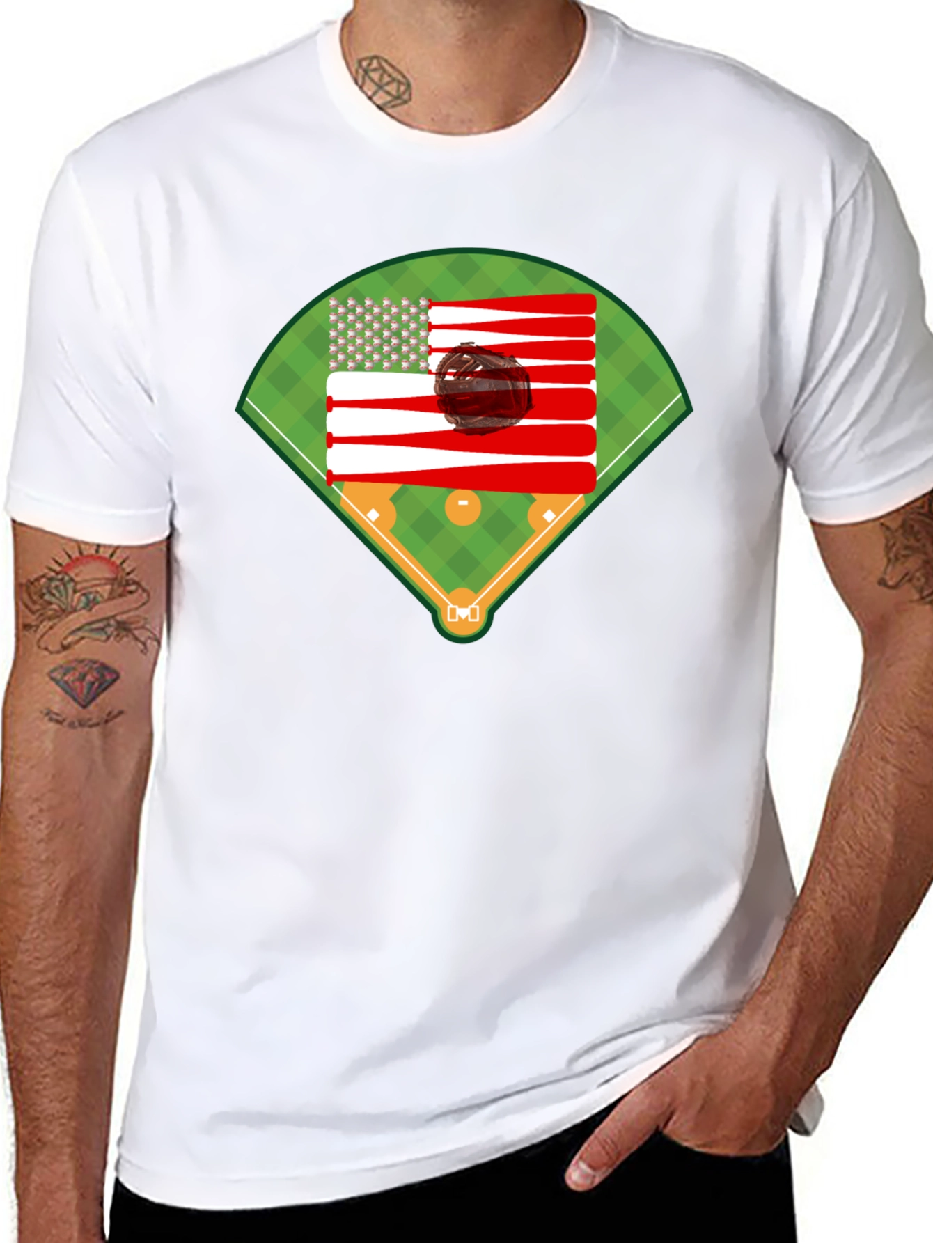 Baseball American Flag T-Shirt