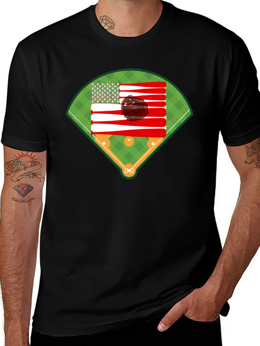 Baseball American Flag T-Shirt