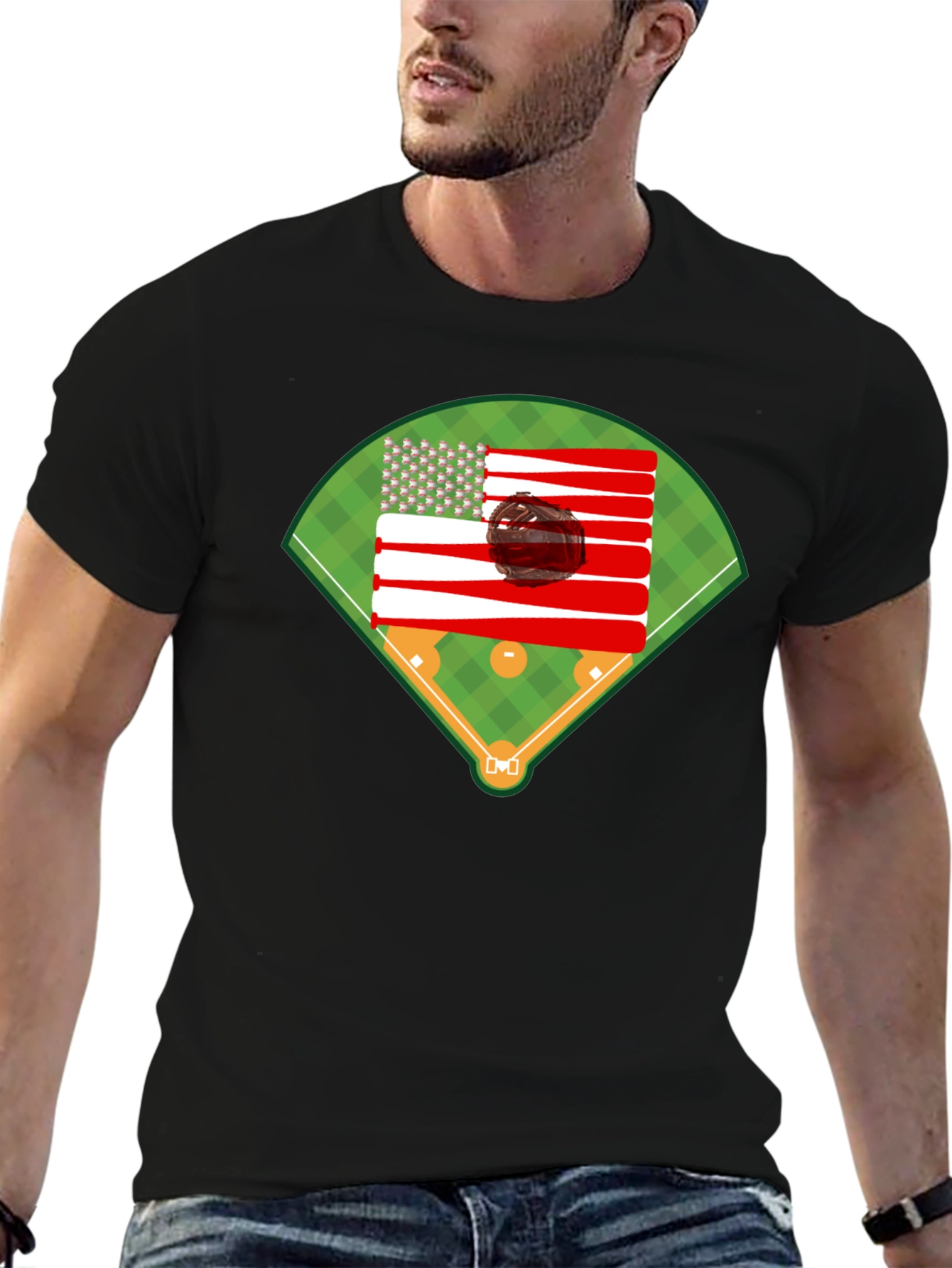 Baseball American Flag T-Shirt