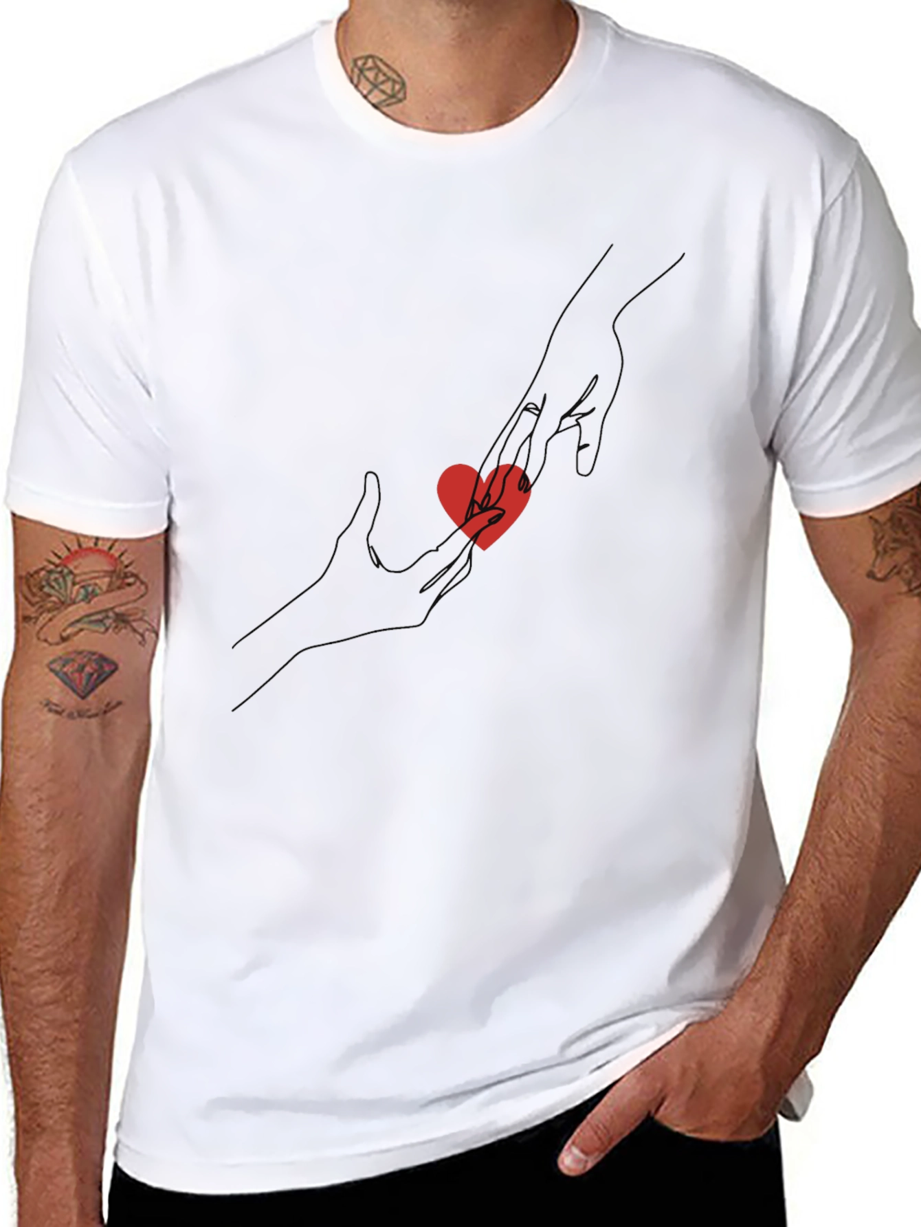 Heart Hands Black Tee - Stylish Graphic T-Shirt