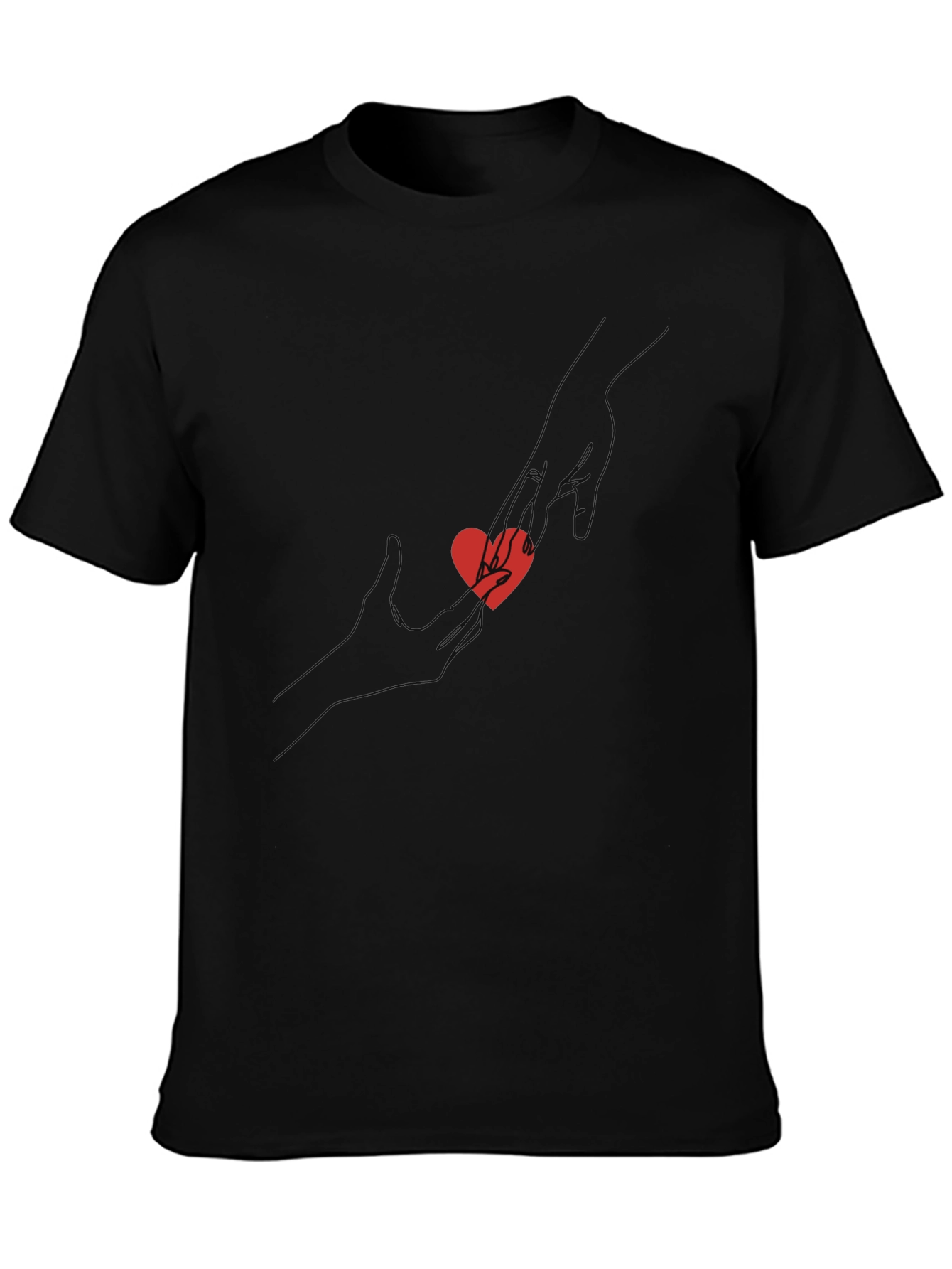 Heart Hands Black Tee - Stylish Graphic T-Shirt