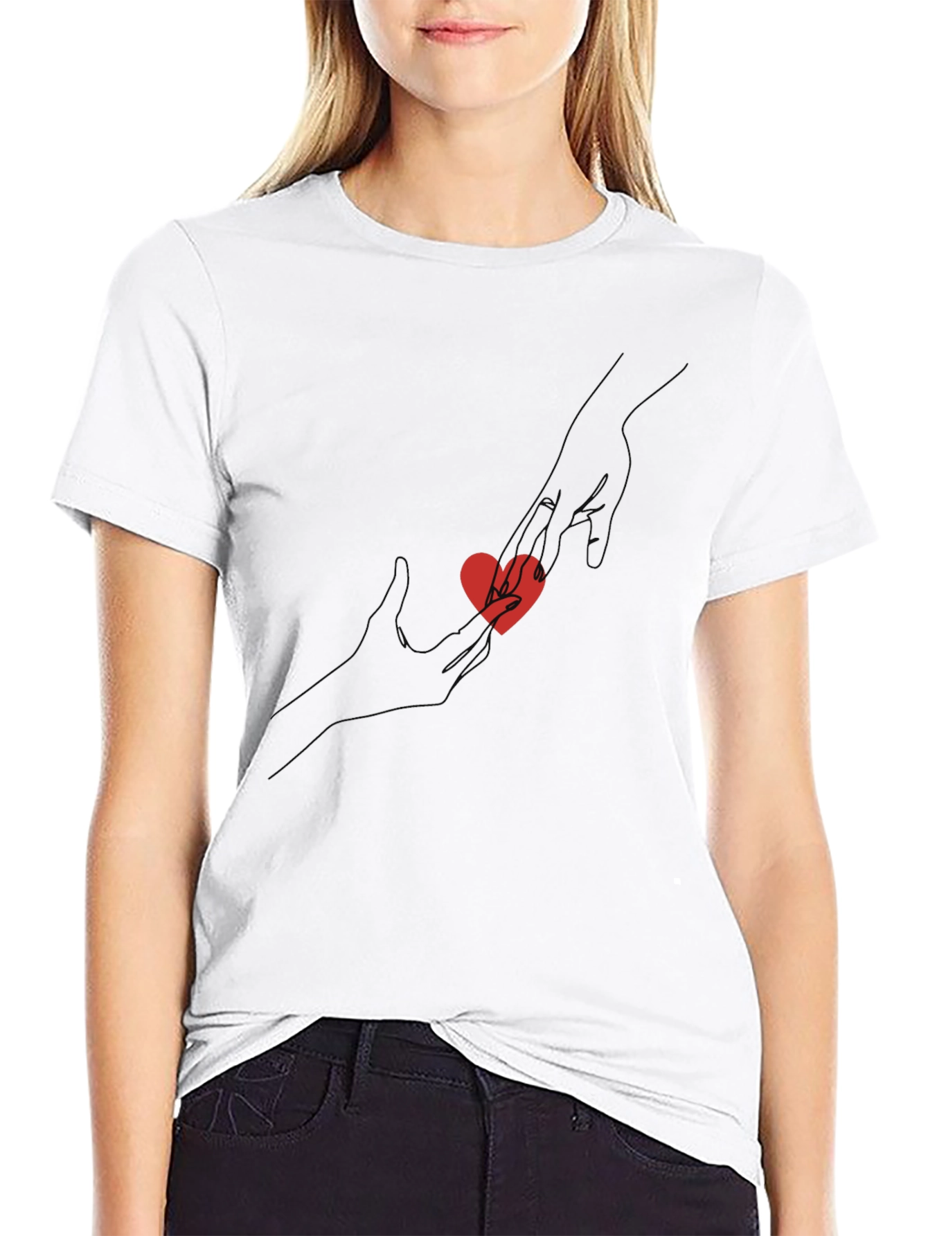 Heart Hands Black Tee - Stylish Graphic T-Shirt