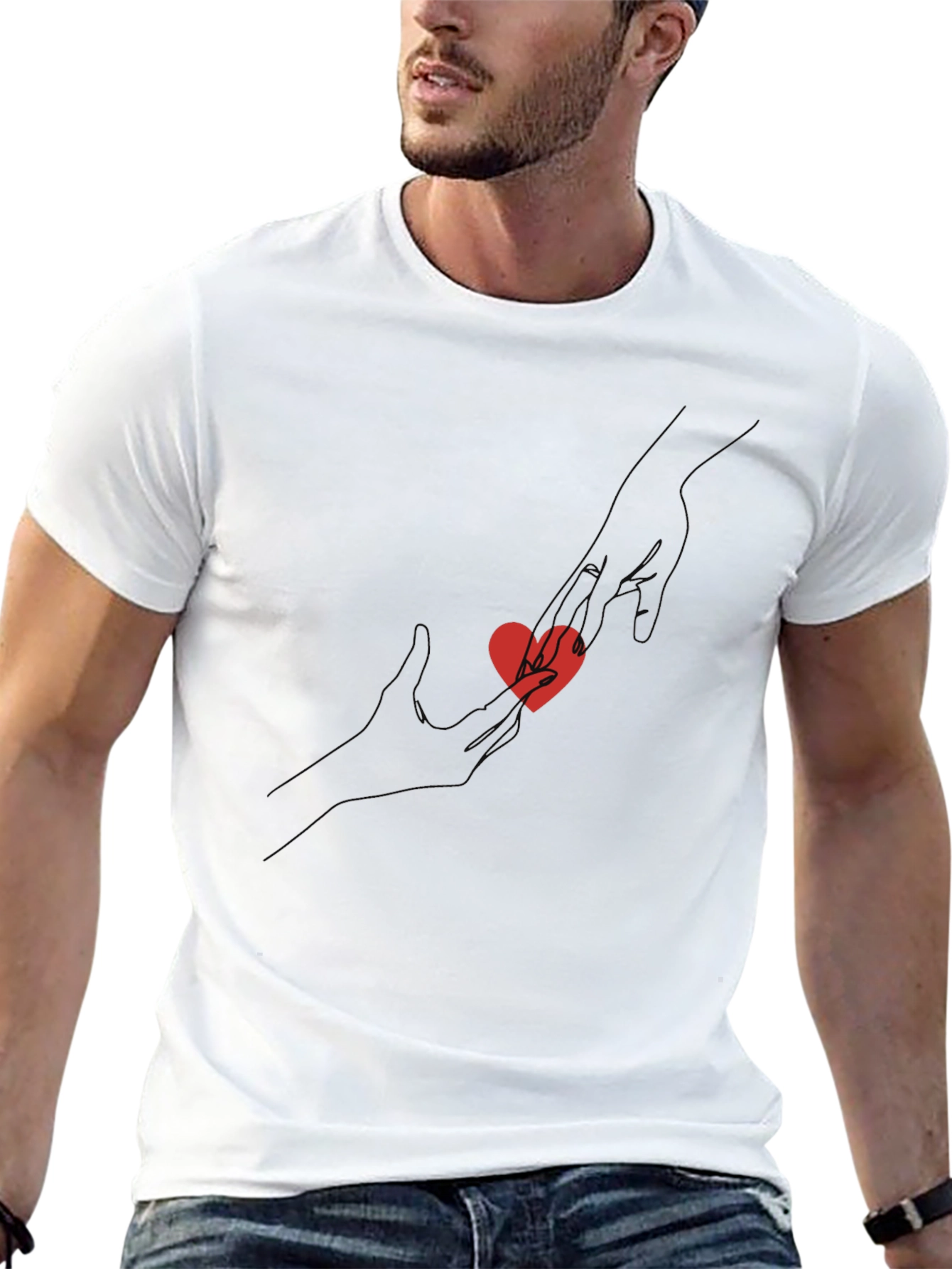 Heart Hands Black Tee - Stylish Graphic T-Shirt