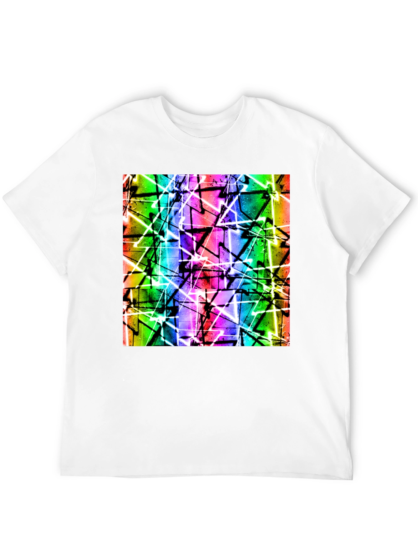 Geometric Art T-Shirt - Bold Rainbow Design