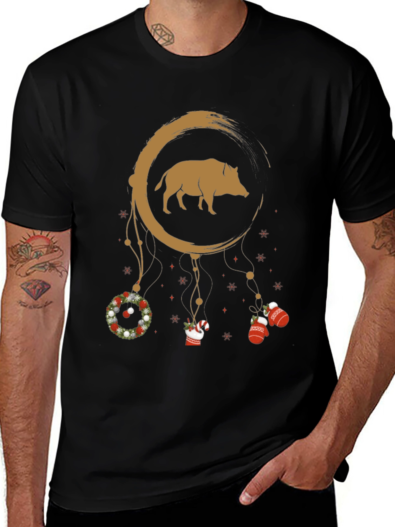 Boar Dreamcatcher Christmas T-Shirt