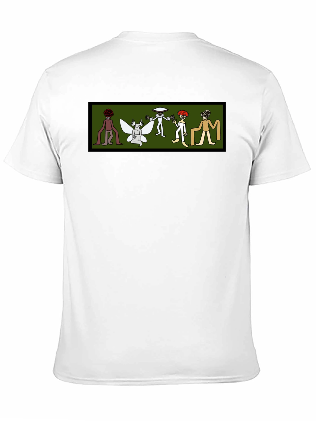 Black Tee with Cartoon Cryptid Design