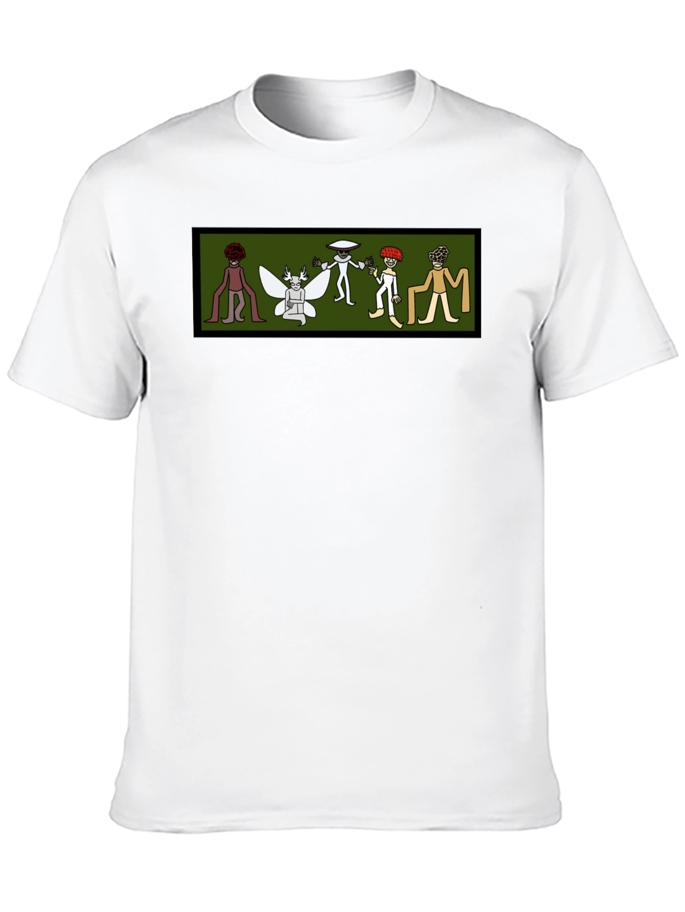 Black Tee with Cartoon Cryptid Design