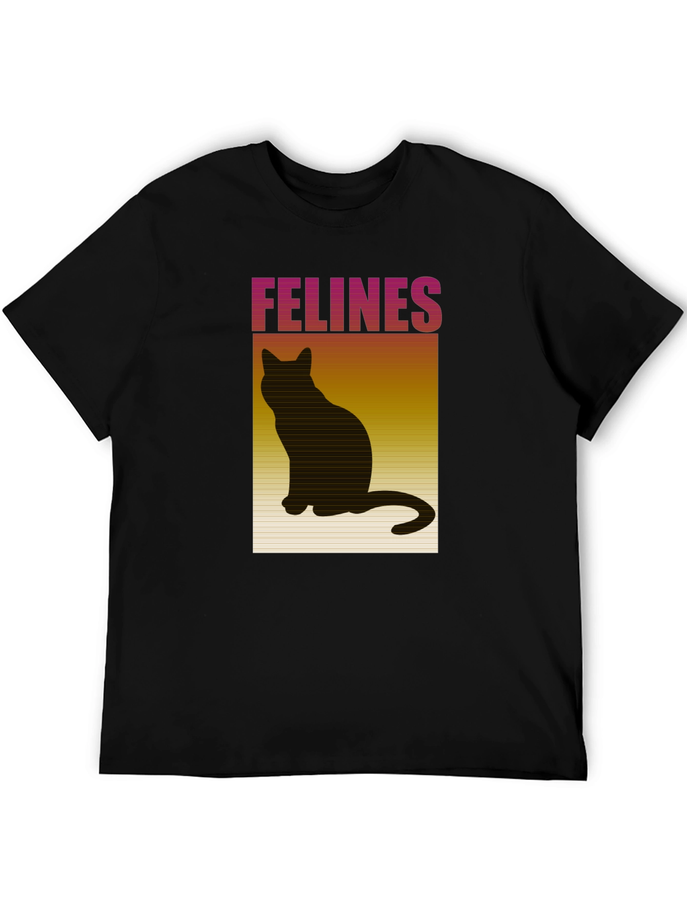Felines Black T-Shirt Cat Lover Tee
