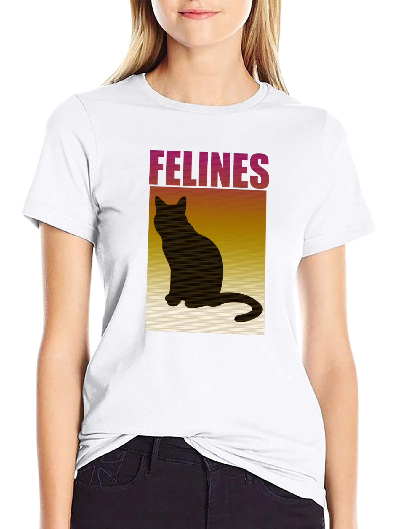 Felines Black T-Shirt Cat Lover Tee