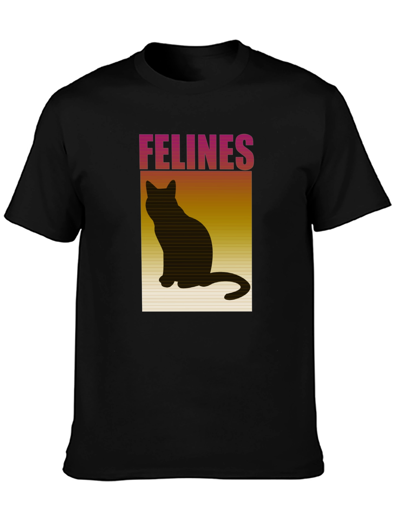 Felines Black T-Shirt Cat Lover Tee