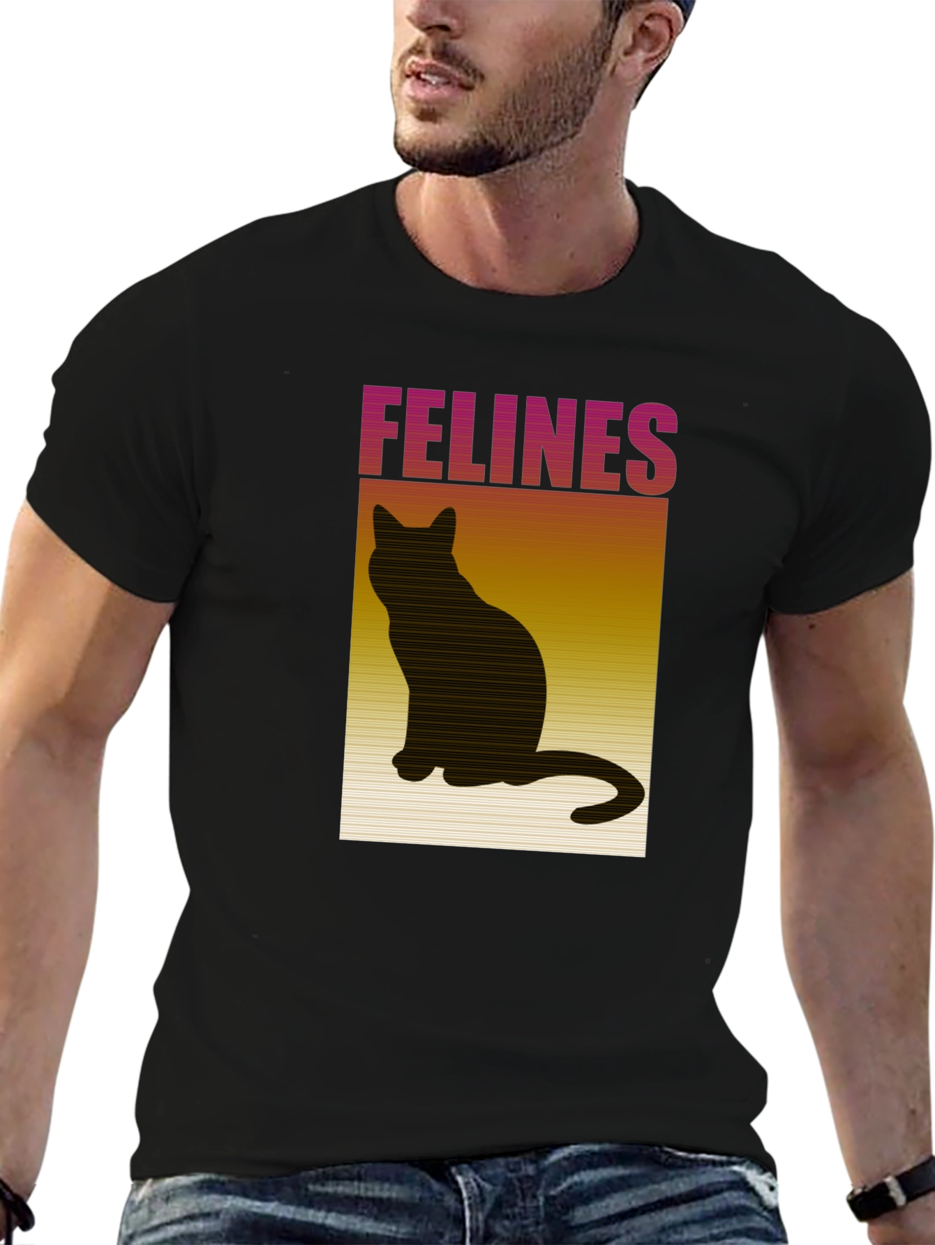 Felines Black T-Shirt Cat Lover Tee