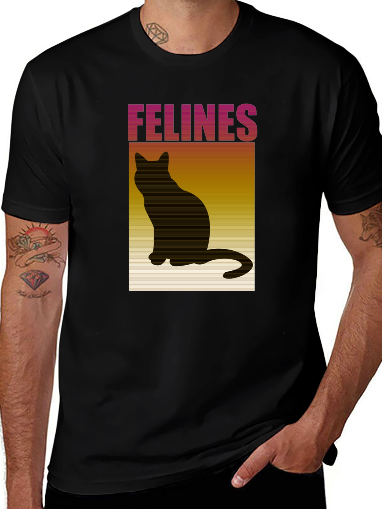 Felines Black T-Shirt Cat Lover Tee