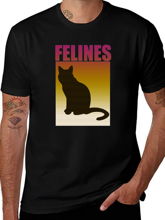 Felines Black T-Shirt Cat Lover Tee