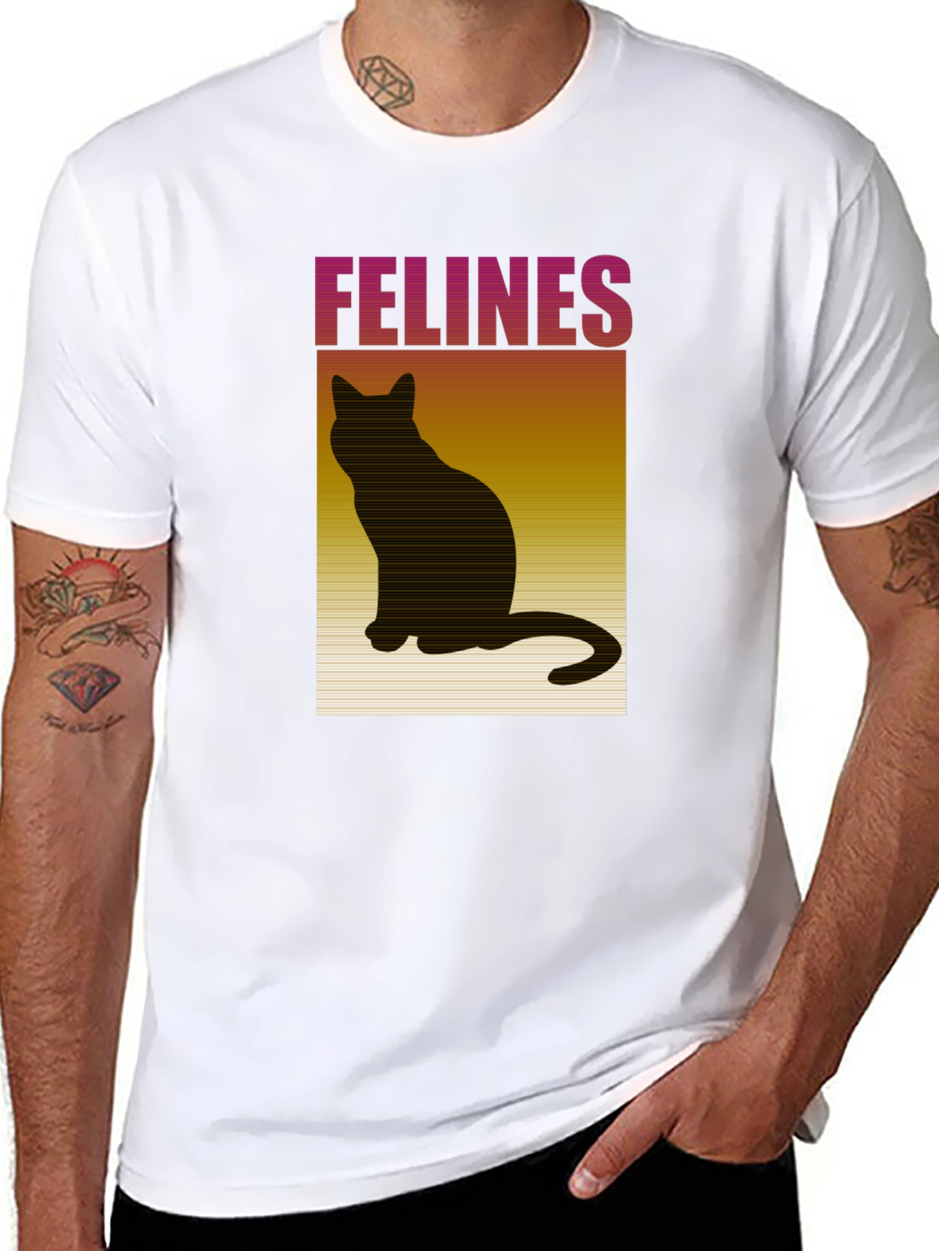 Felines Black T-Shirt Cat Lover Tee