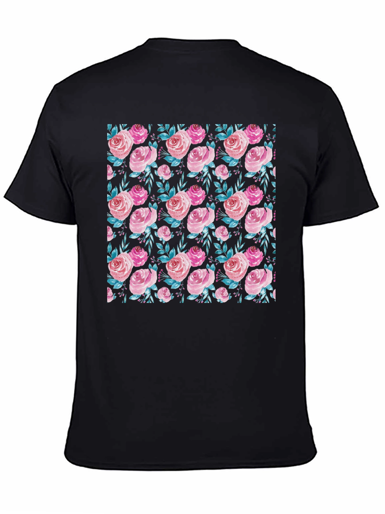 Floral Rose Print Crew Neck T-Shirt