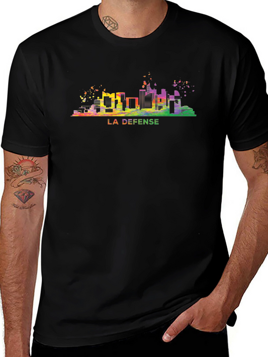 La Defense Paris Skyline T-Shirt - Mens Black Graphic Tee