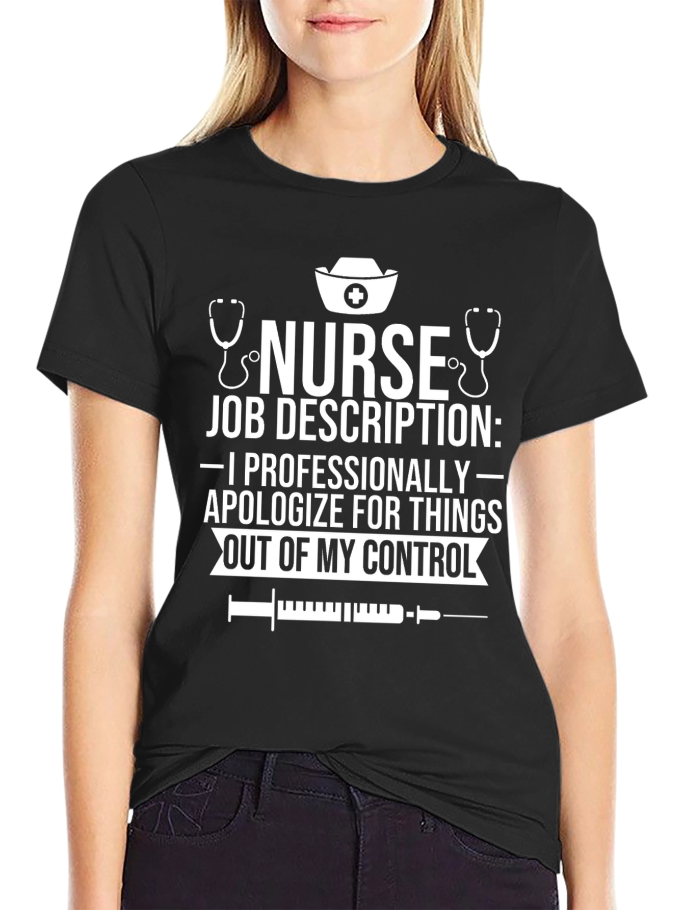 Nurse Job Description Graphic Tee - Professionally Apologetic