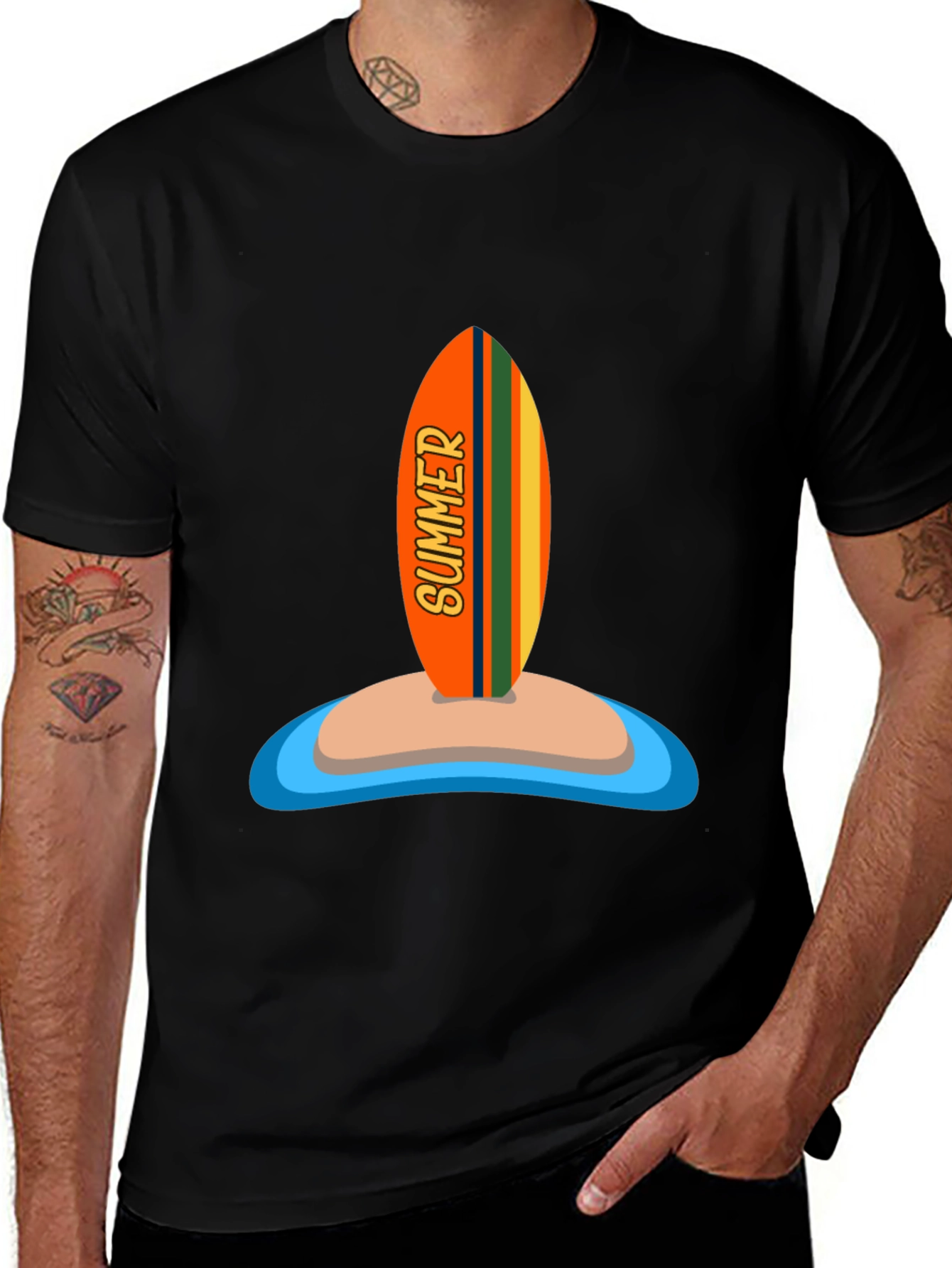 Summer Surfboard Graphic Tee - Vacation Ready!