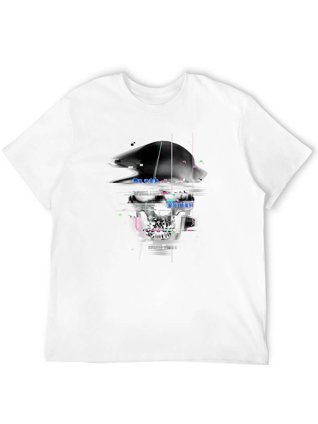 Glitch Art Graphic Tee - Unique Design Black T-Shirt