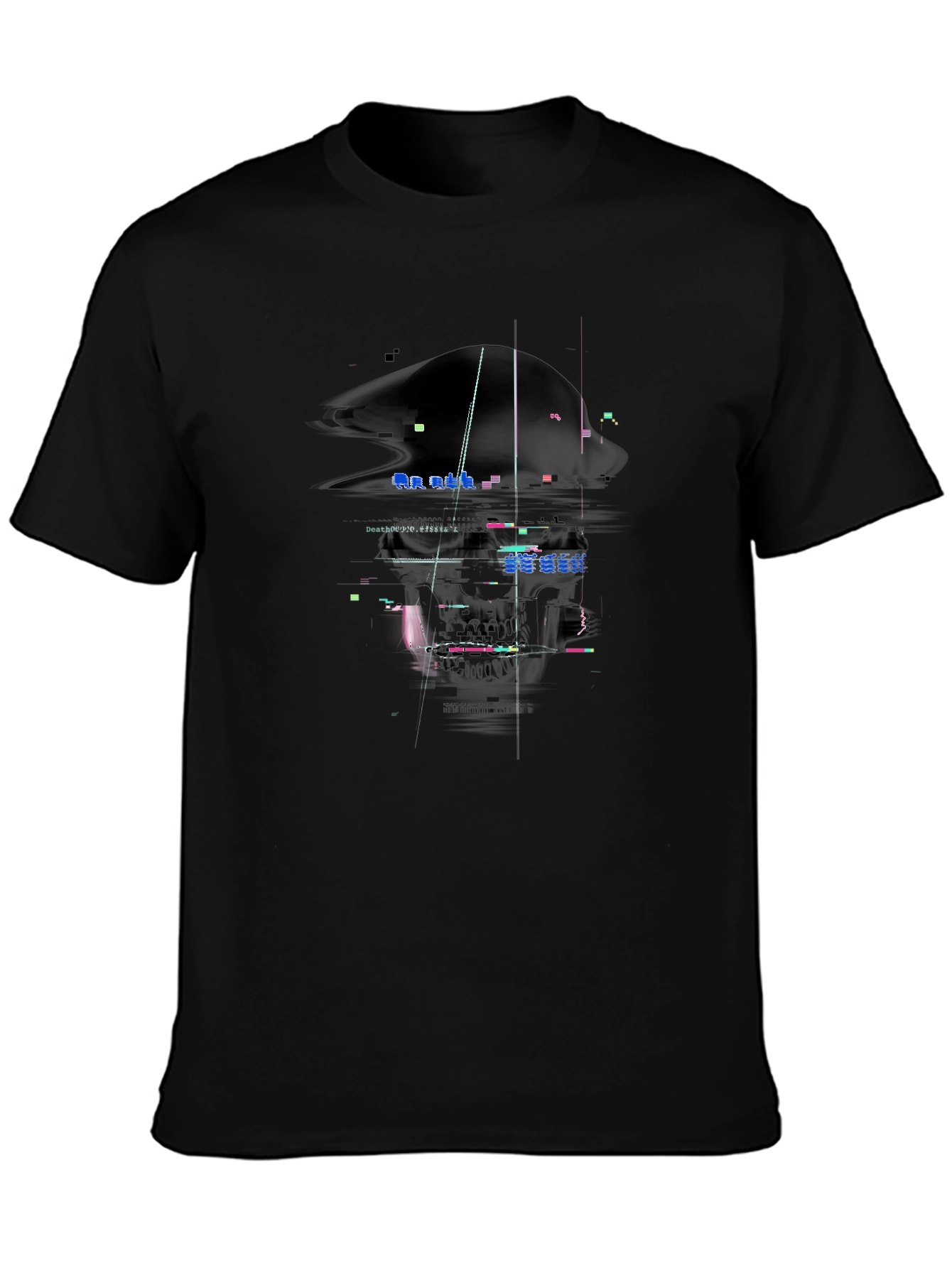 Glitch Art Graphic Tee - Unique Design Black T-Shirt