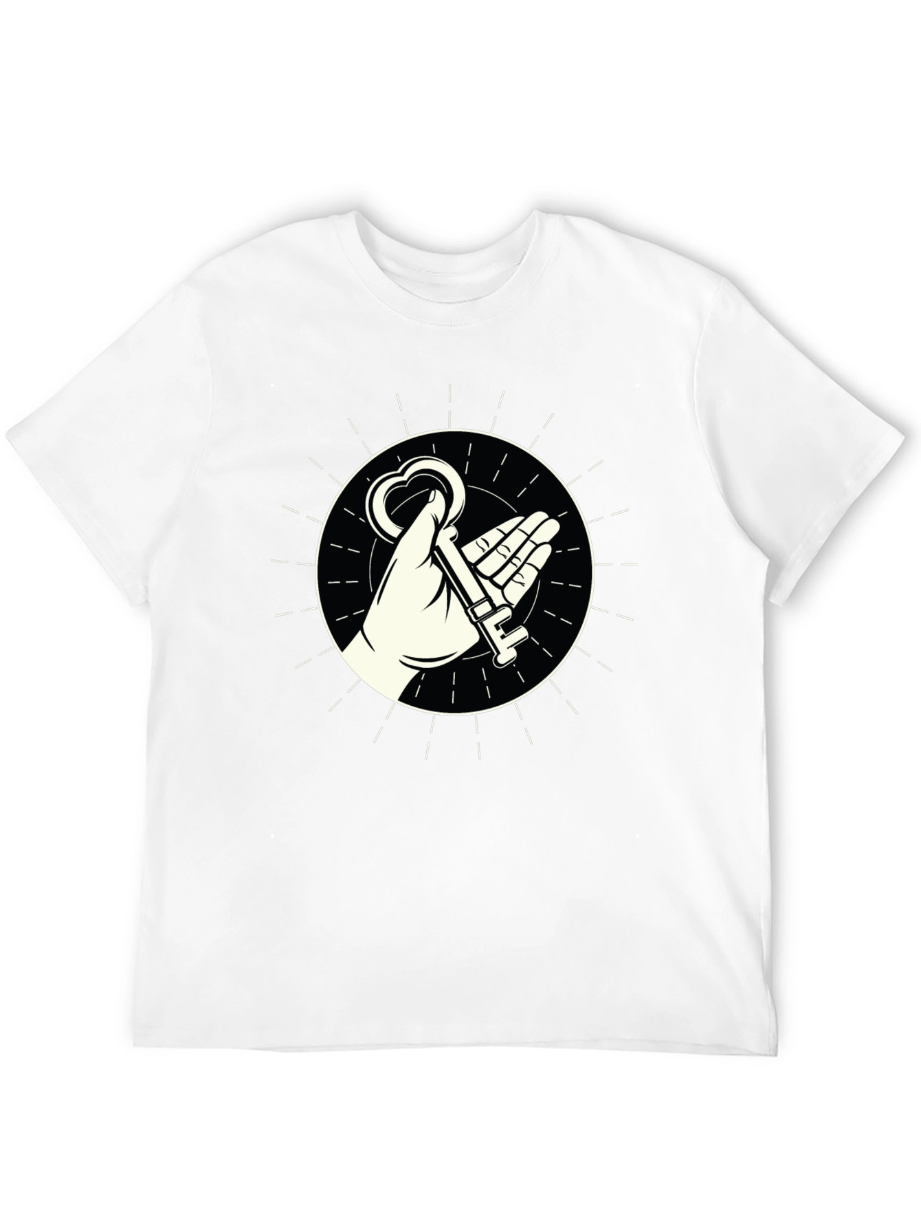 Heart Key Graphic Tee - Stylish Black T-Shirt