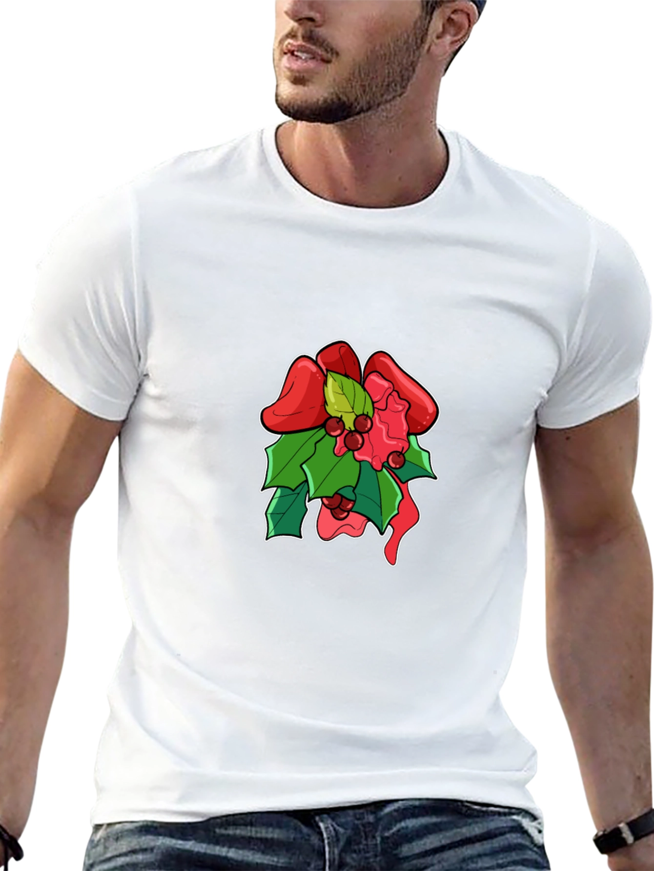 Festive Holiday Bow Graphic Tee - Black