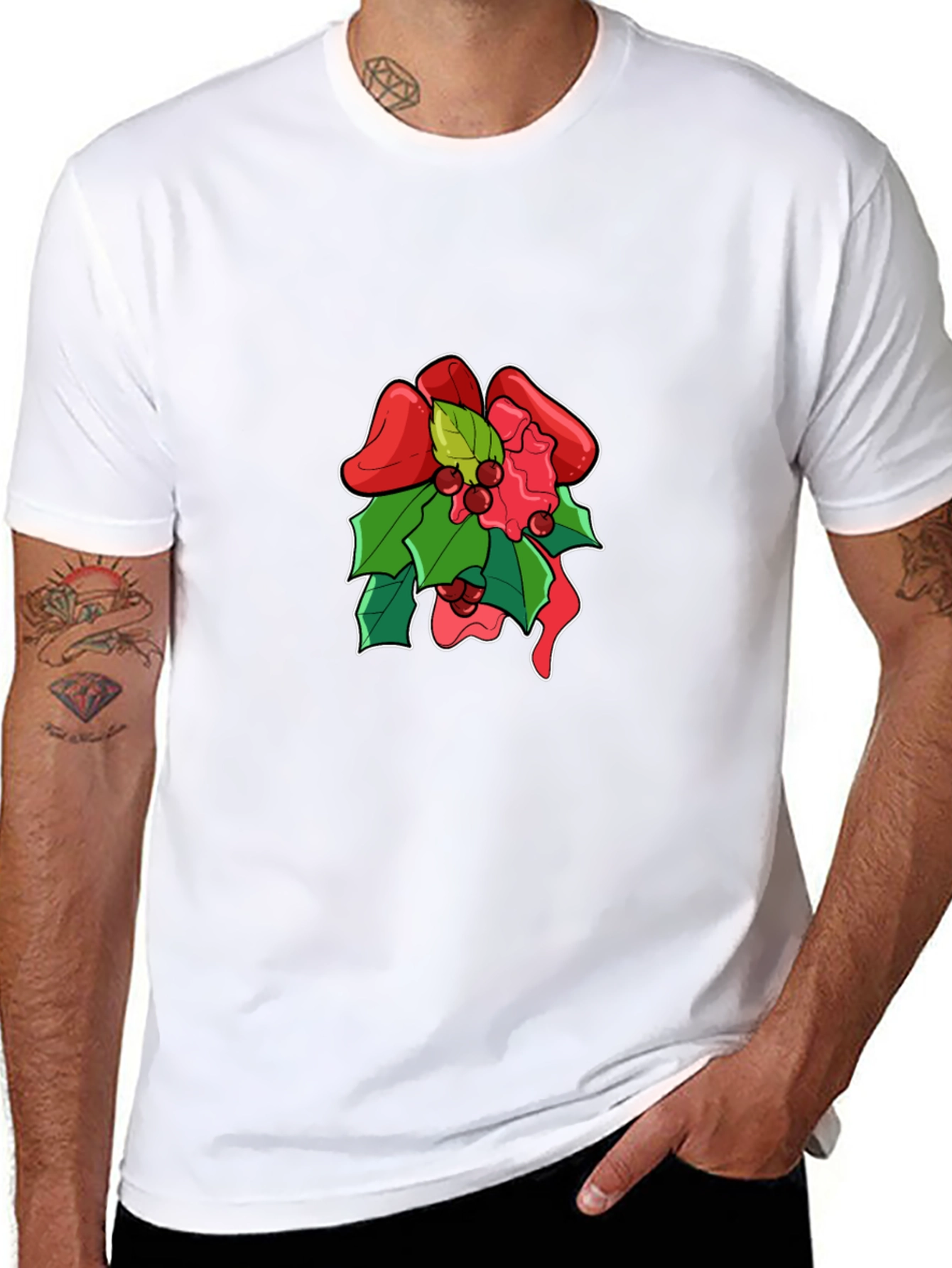 Festive Holiday Bow Graphic Tee - Black
