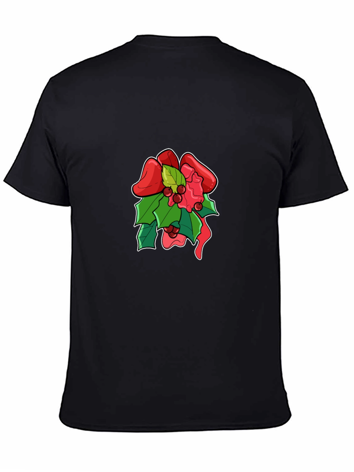 Festive Holiday Bow Graphic Tee - Black