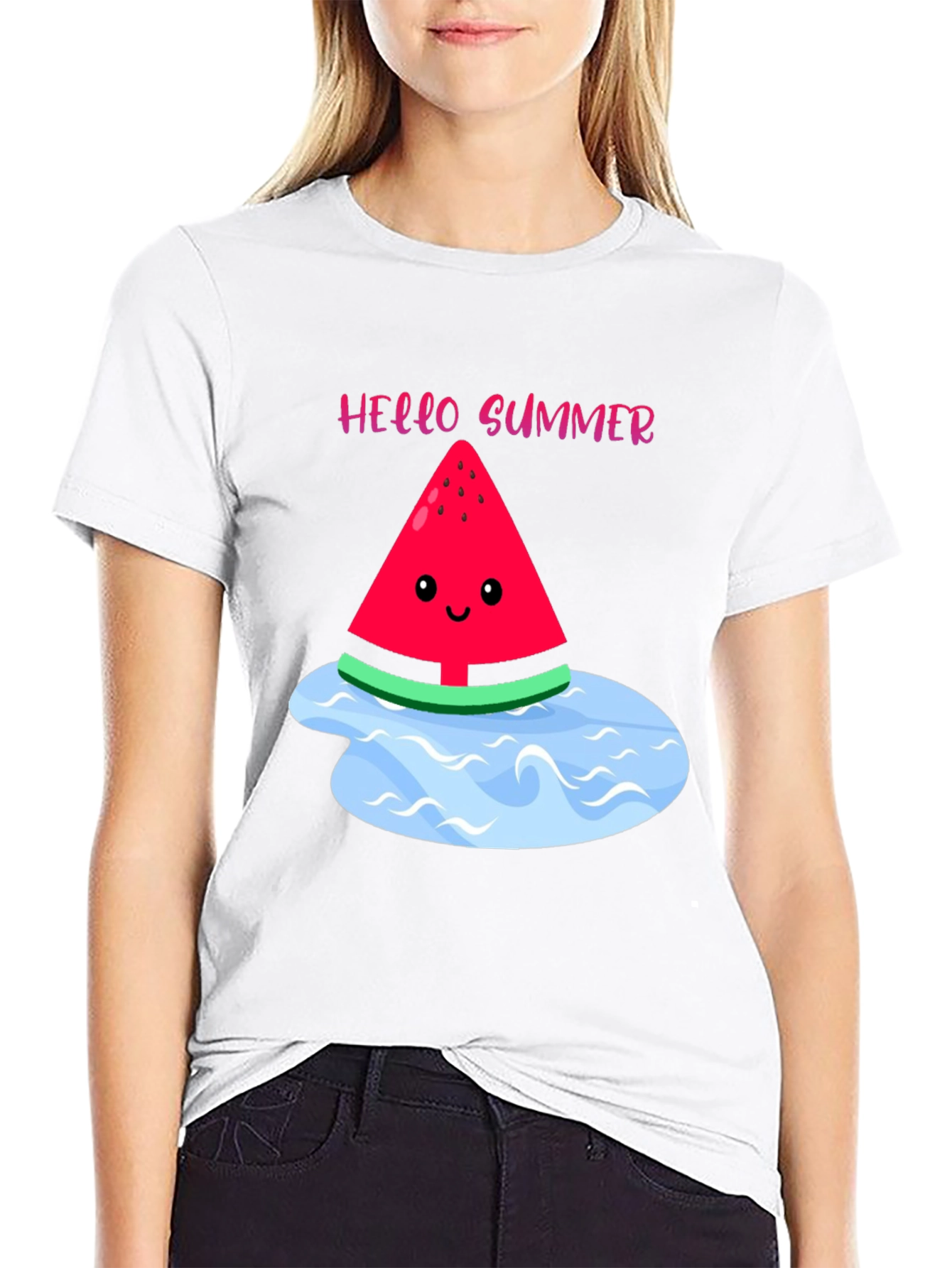 Hello Summer Watermelon Graphic T-Shirt