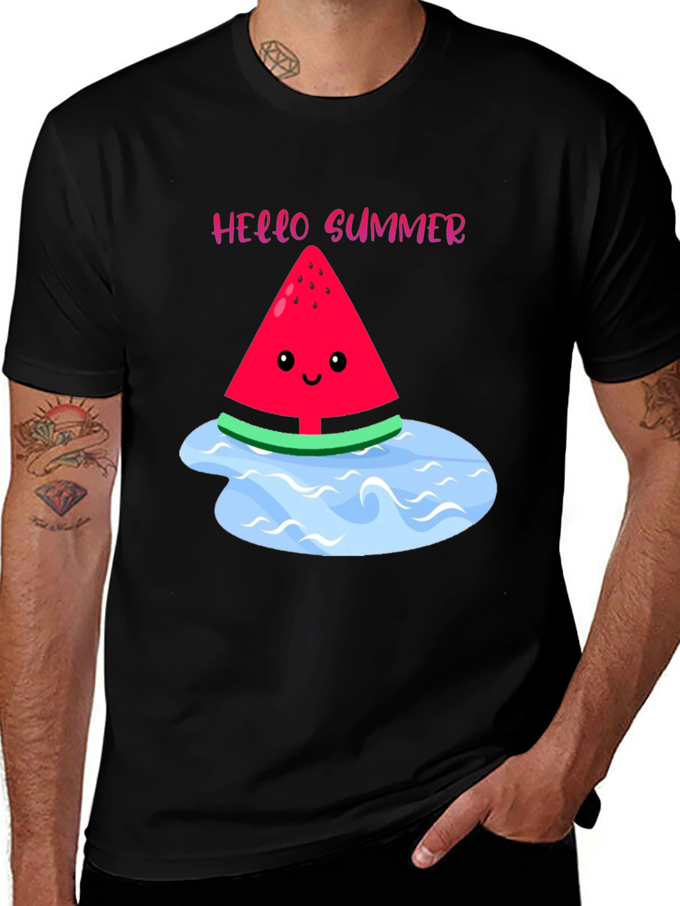 Hello Summer Watermelon Graphic T-Shirt