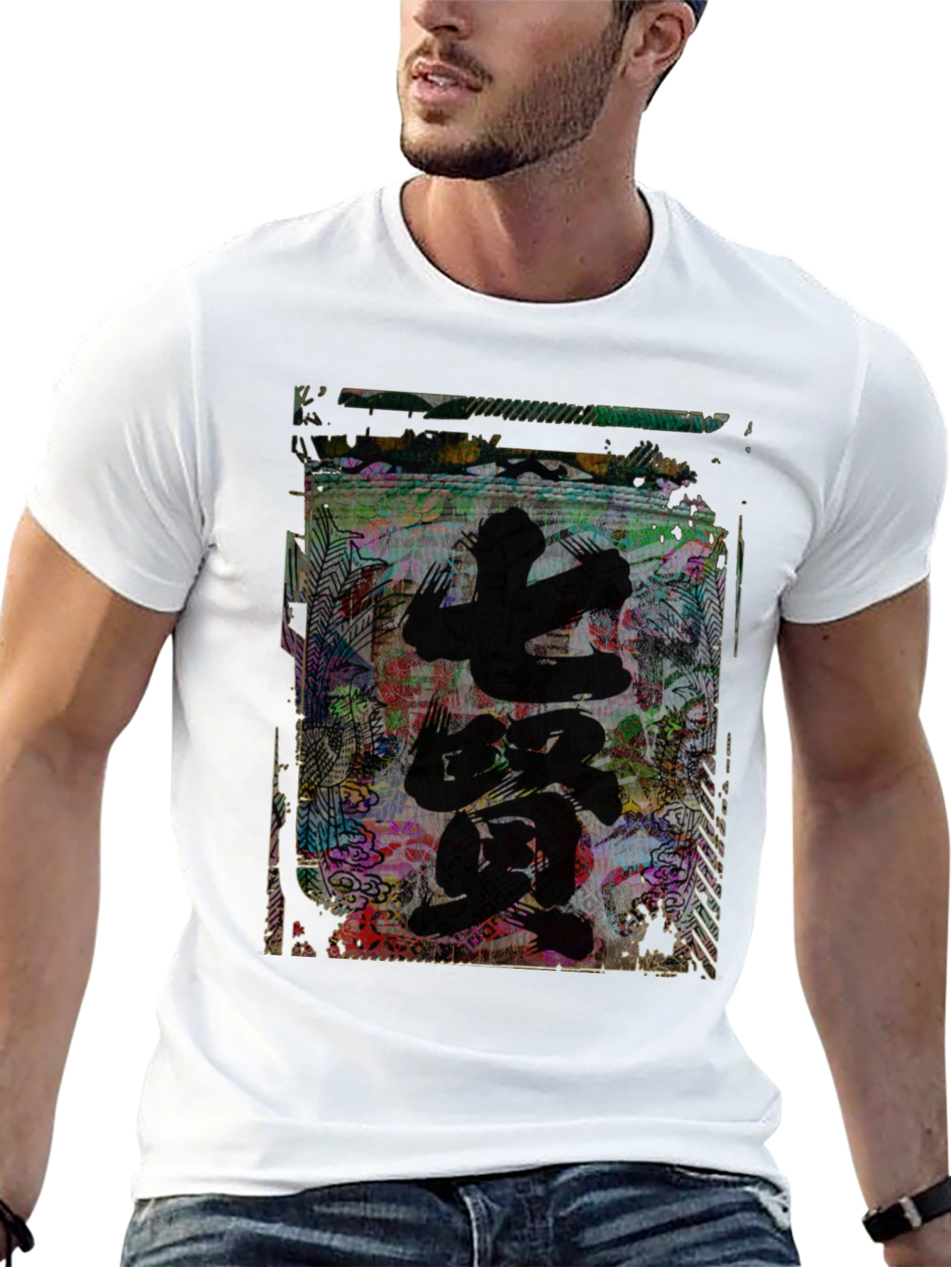 Abstract Japanese Art Graphic Tee - Black