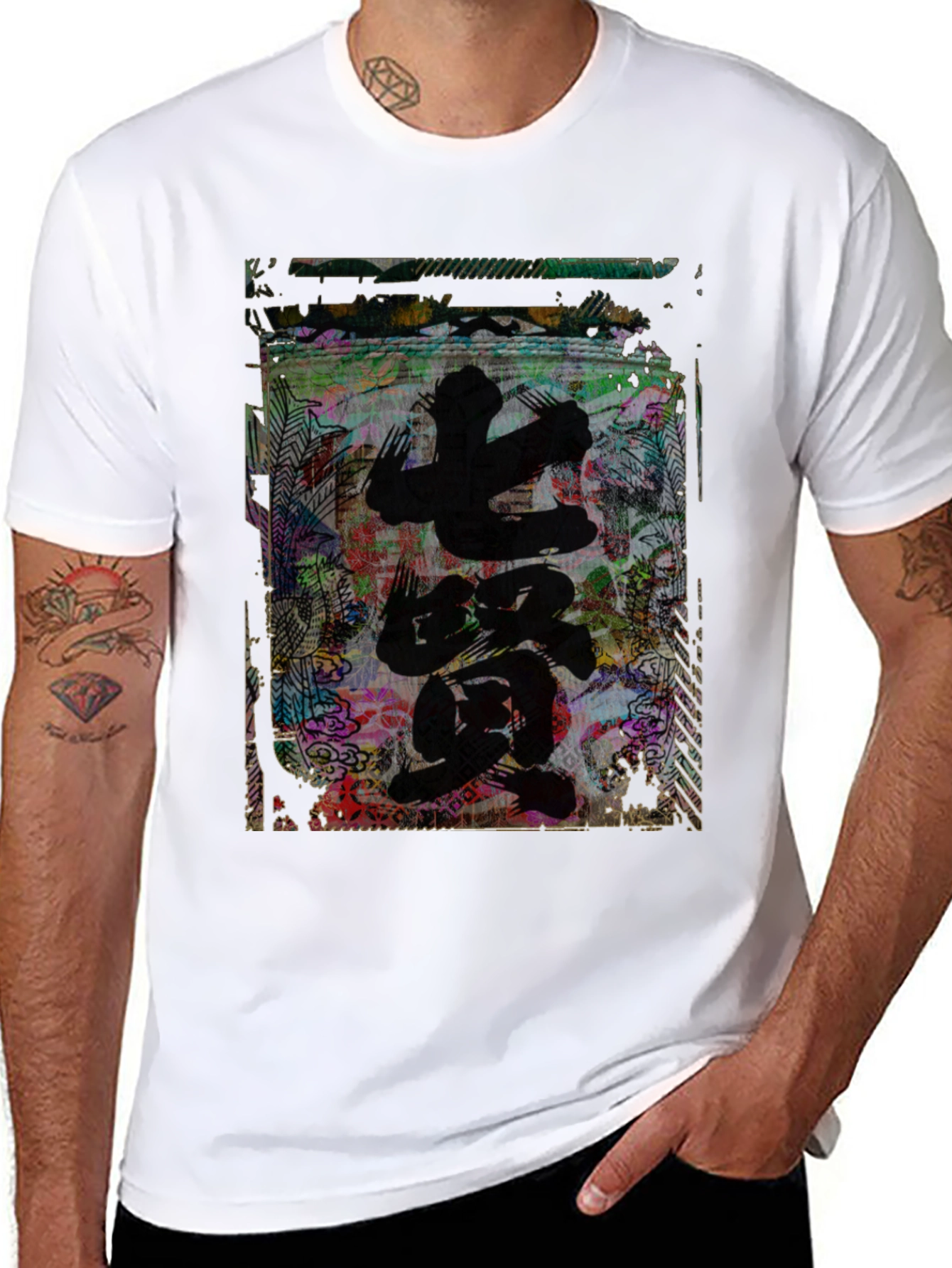 Abstract Japanese Art Graphic Tee - Black